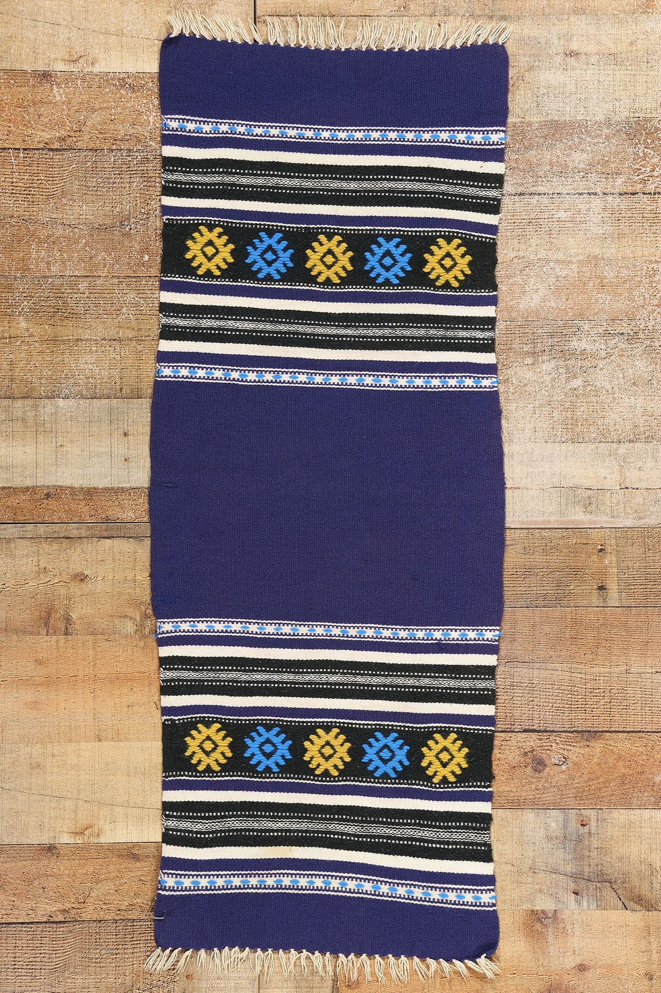 1 x 4 Vintage Blue Greek Kilim Rug 78798