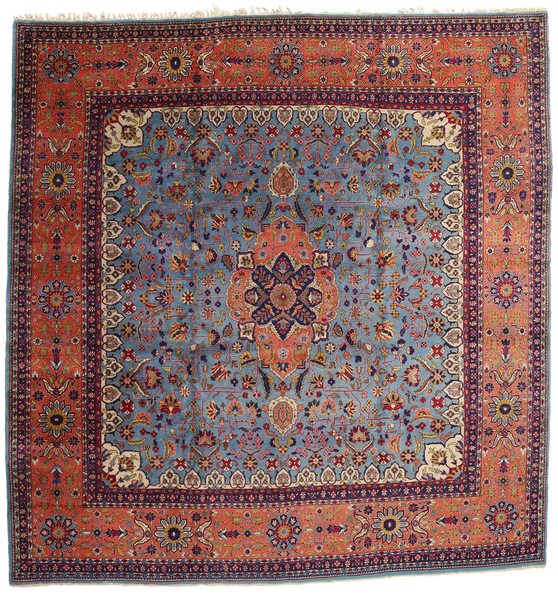 11 x 11 Vintage Square Persian Tabriz Rug 90019