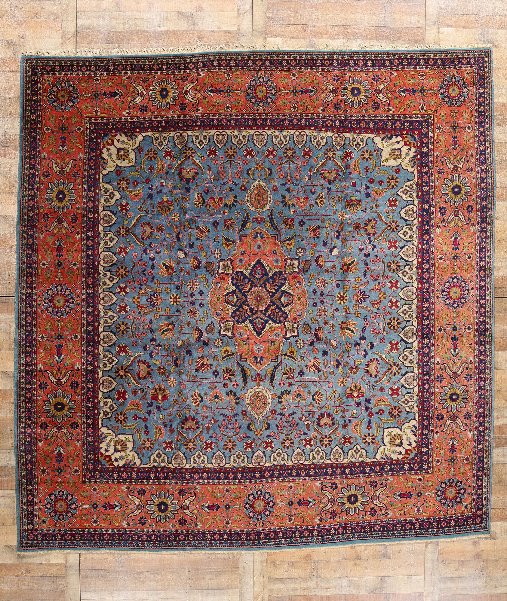 11 x 11 Vintage Square Persian Tabriz Rug 90019