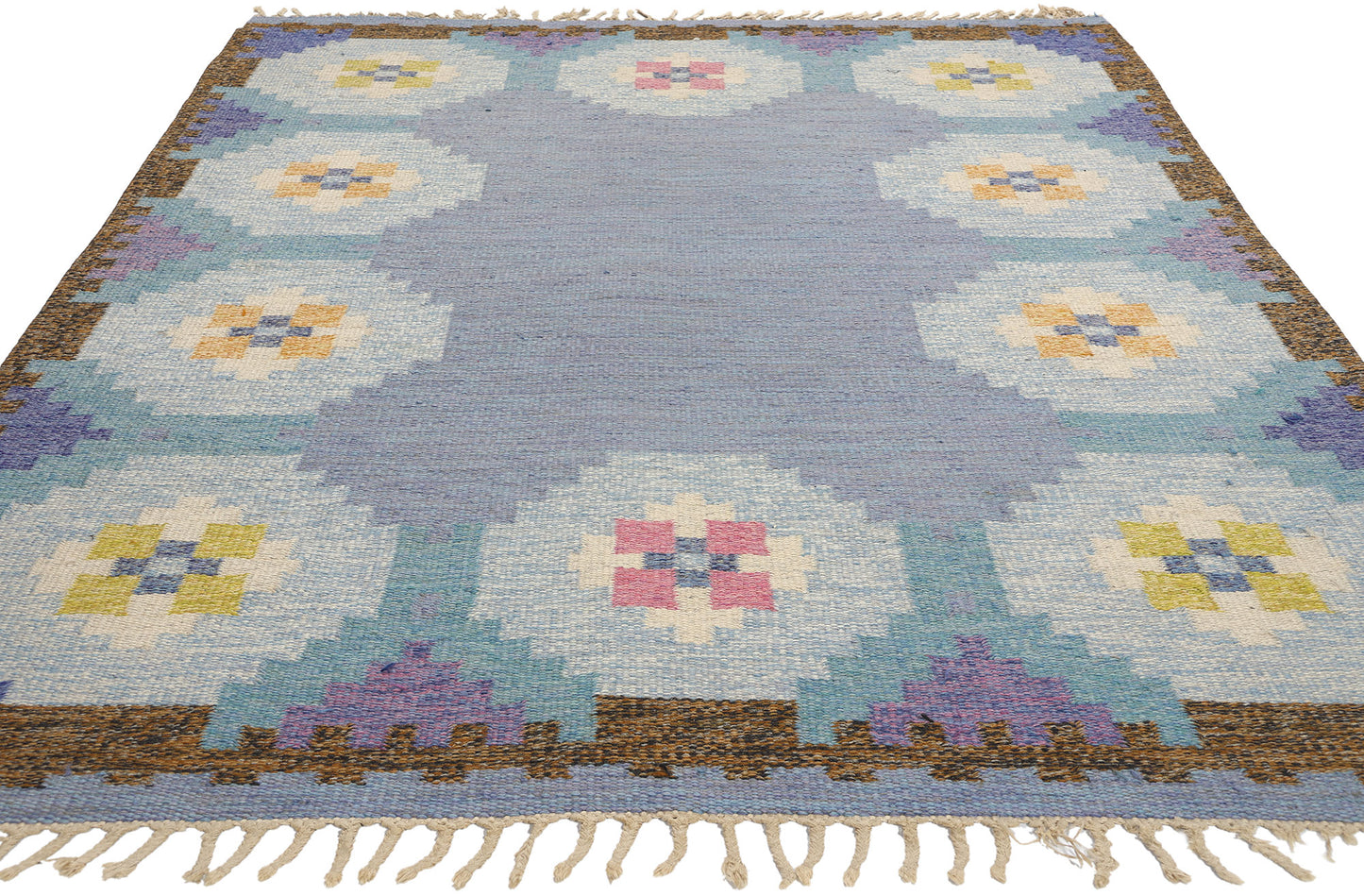 5 x 8 Ragnar Edberg Vintage Blue Swedish Rollakan Rug 78822