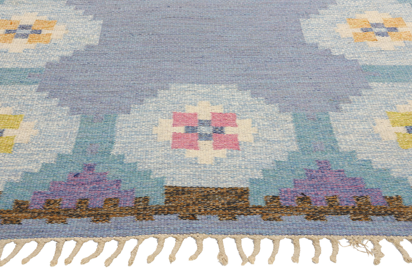 5 x 8 Ragnar Edberg Vintage Blue Swedish Rollakan Rug 78822