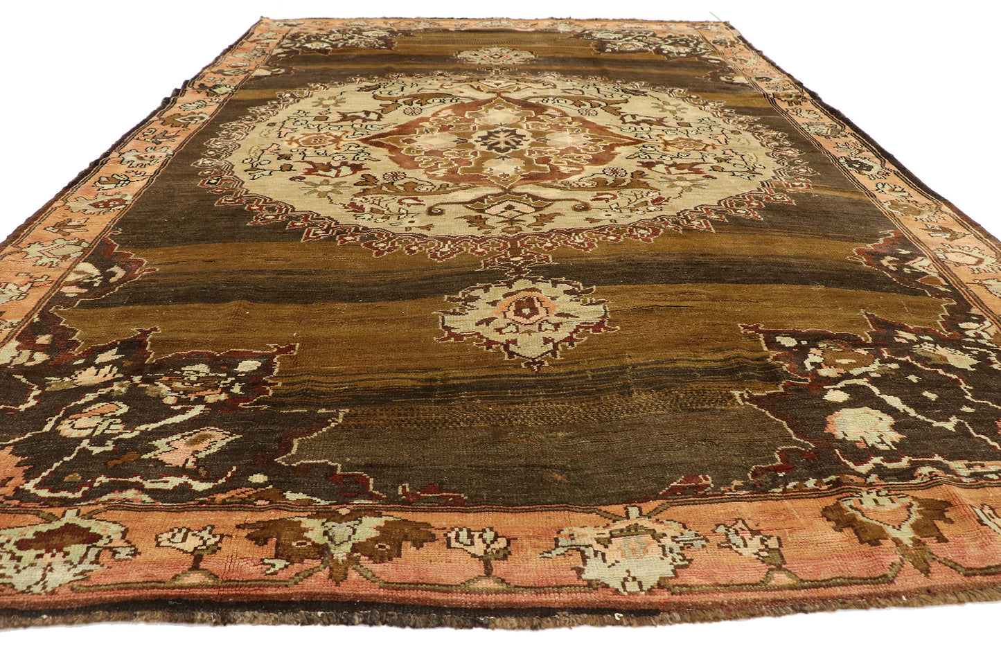 8 x 12 Vintage Brown Turkish Oushak Rug 52301