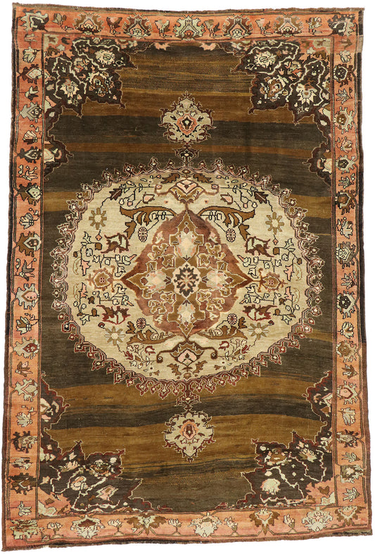 8 x 12 Vintage Brown Turkish Oushak Rug 52301