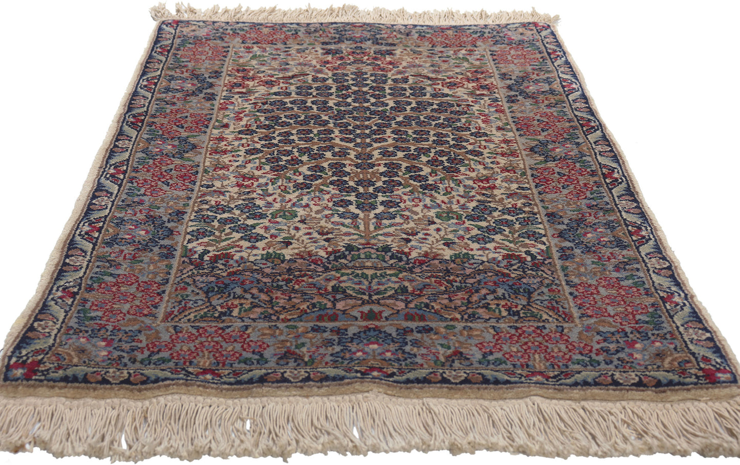 2 x 4 Vintage Chinese Kerman Tree of Life Prayer Rug 78697
