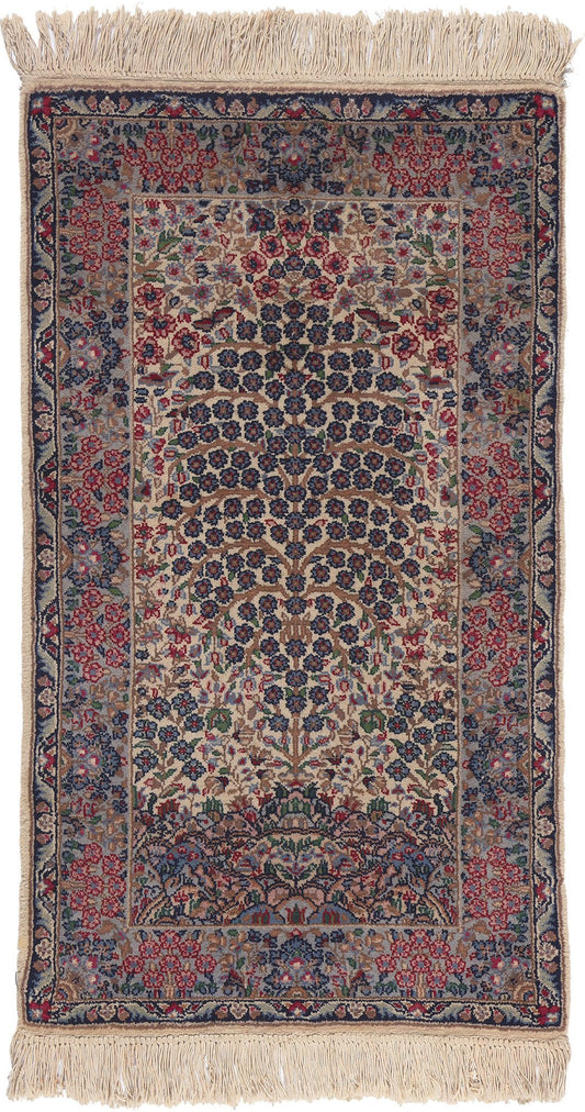 2 x 4 Vintage Chinese Kerman Tree of Life Prayer Rug 78697