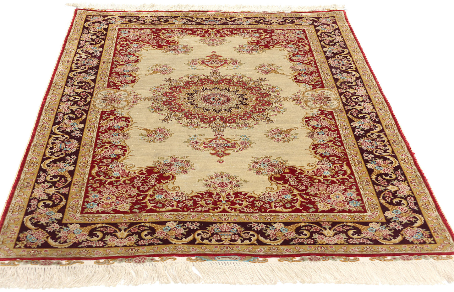 3 x 5 Vintage Chinese Silk Qum Rug 78810