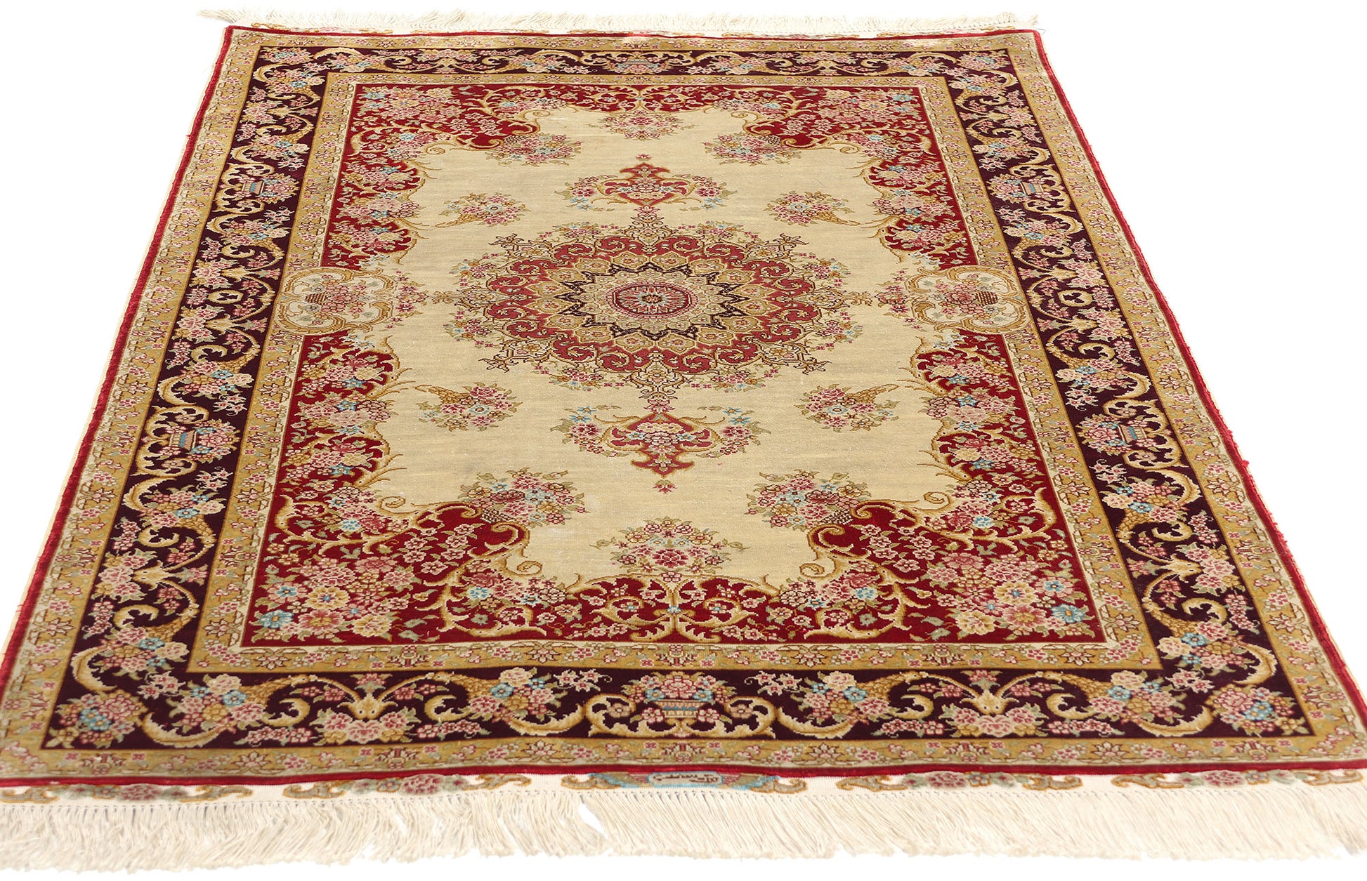 3 x 5 Vintage Chinese Silk Qum Rug 78810