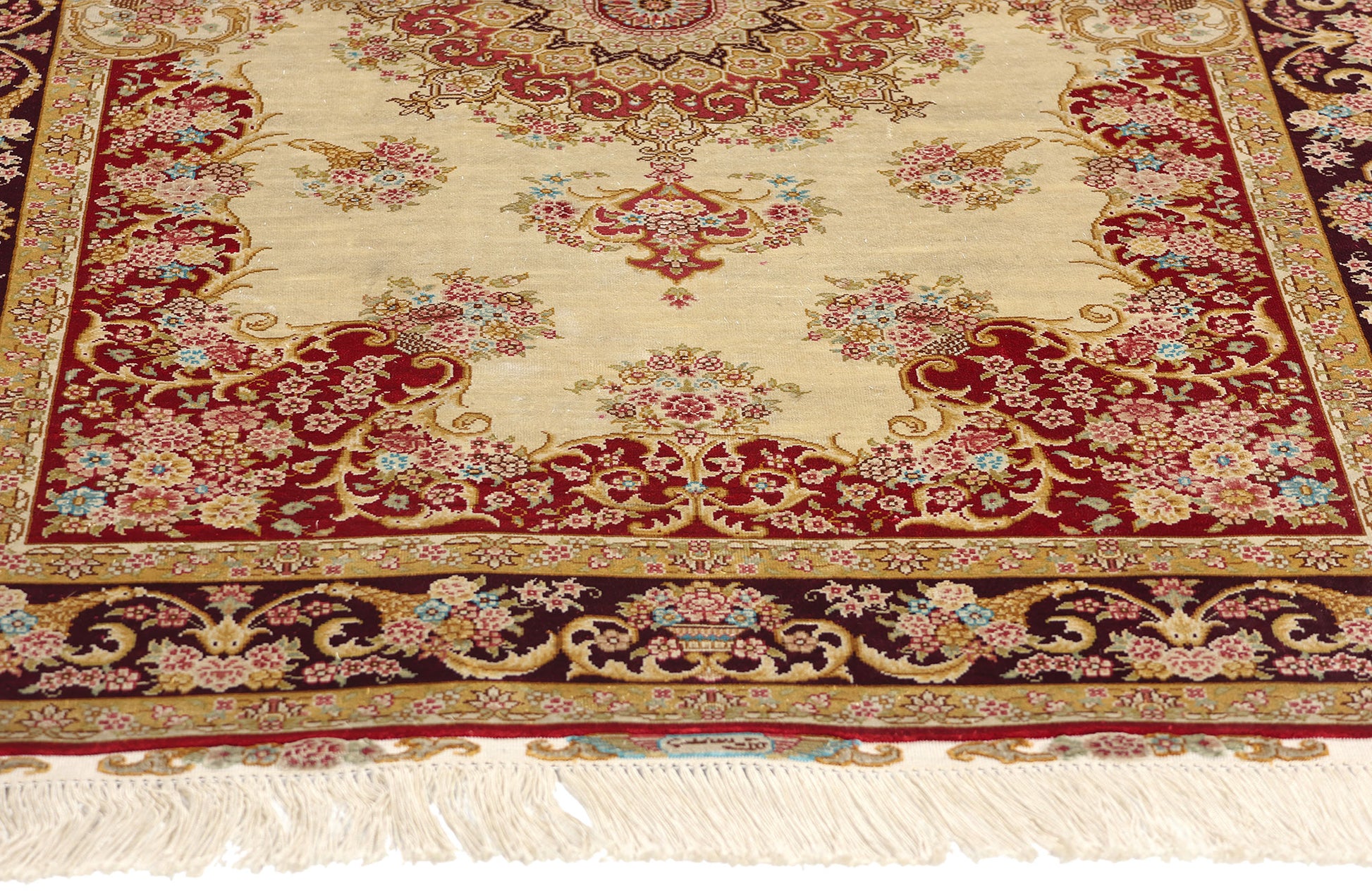 3 x 5 Vintage Chinese Silk Qum Rug 78810