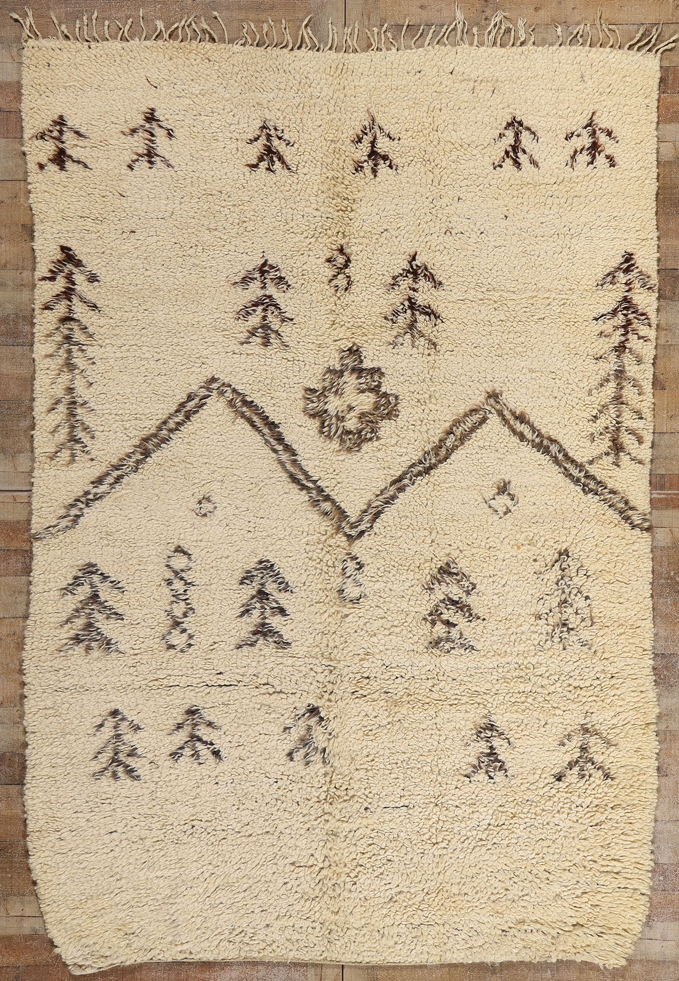 6 x 9 Vintage Neutral Moroccan Azilal Rug 21730
