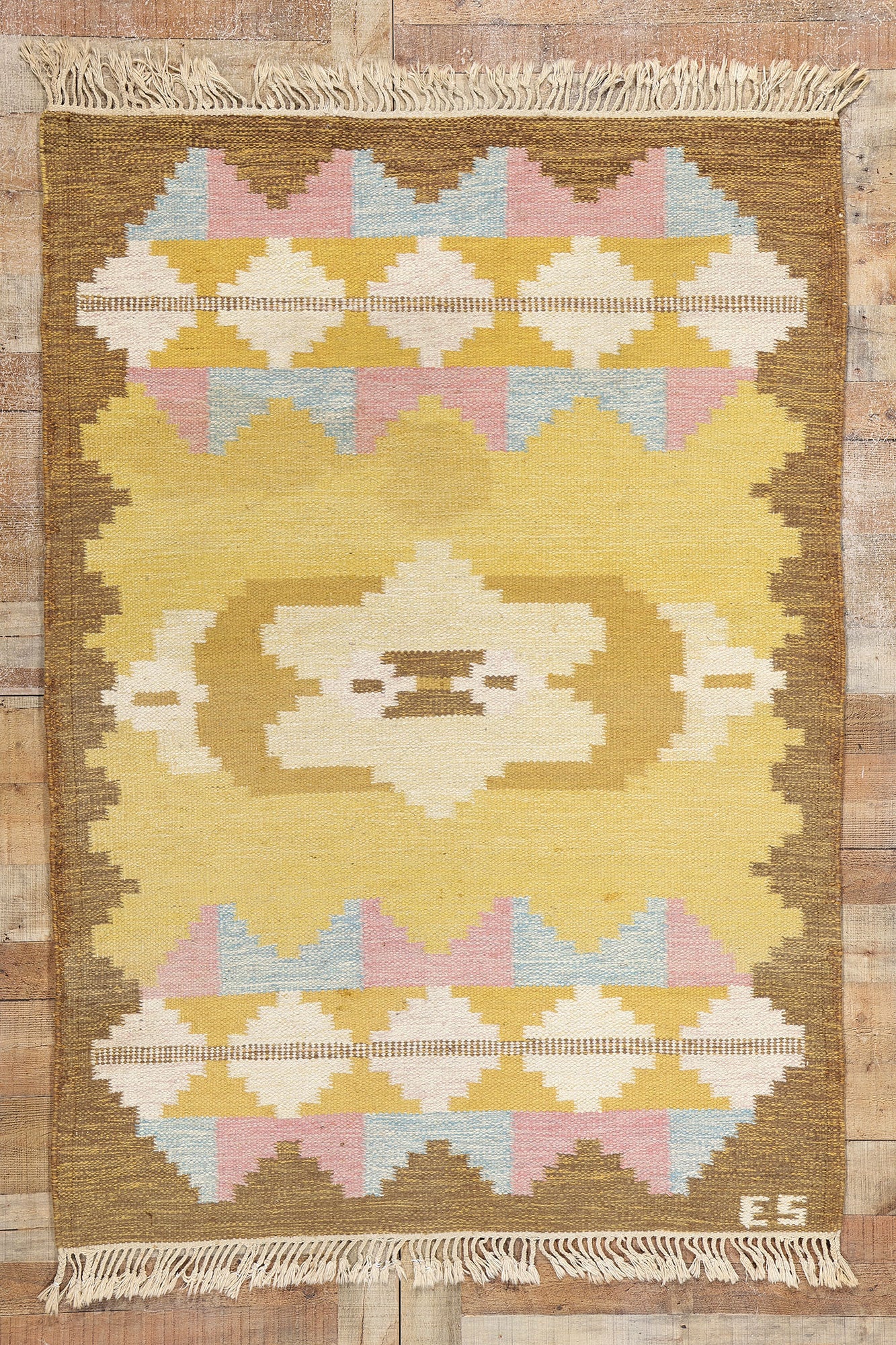 4 x 6 Evy Svensson Vintage Swedish Rollakan Rug 78824
