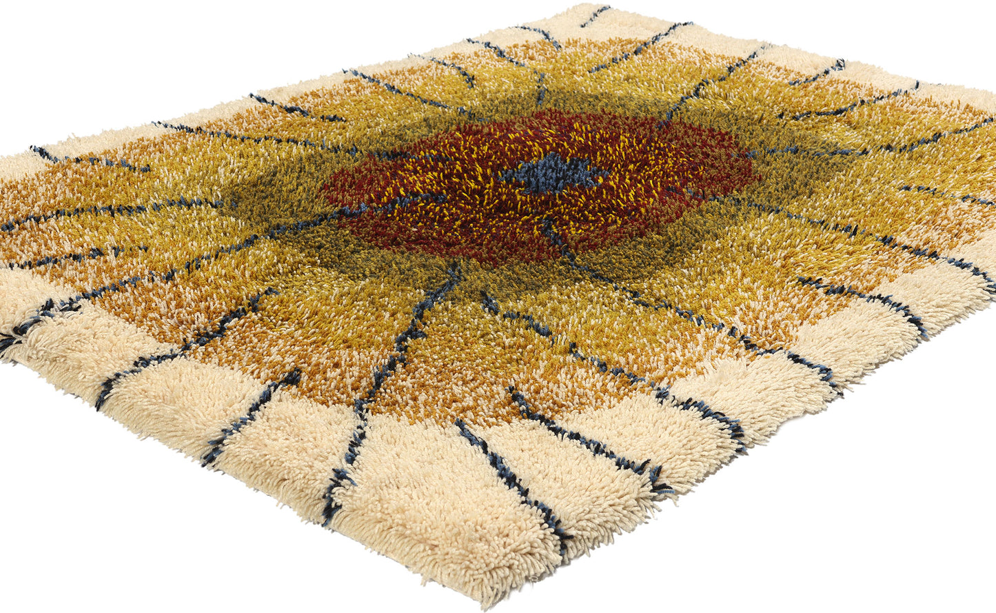 4 x 5 Laila Seppa Vintage Finnish Ryijy Rug 78828