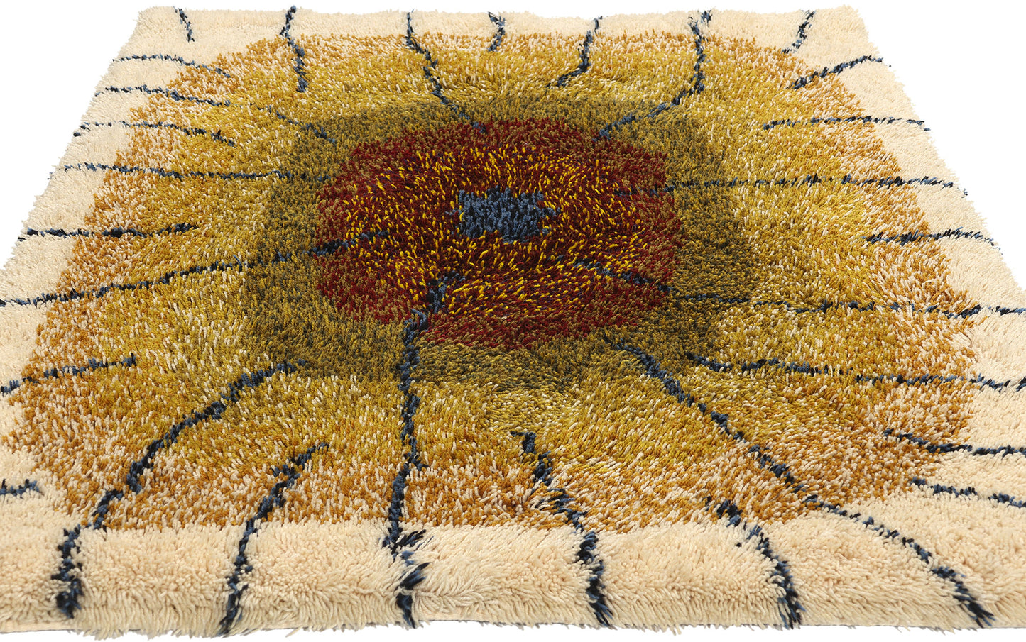 4 x 5 Laila Seppa Vintage Finnish Ryijy Rug 78828