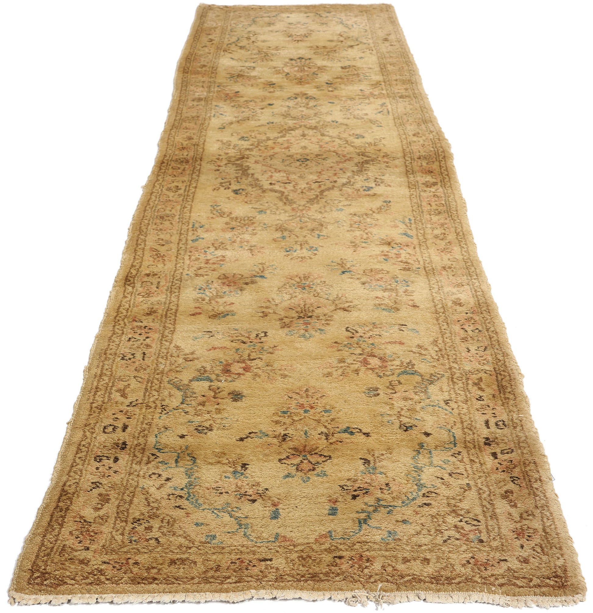 2 x 12 Vintage Neutral Persian Kerman Rug 71661