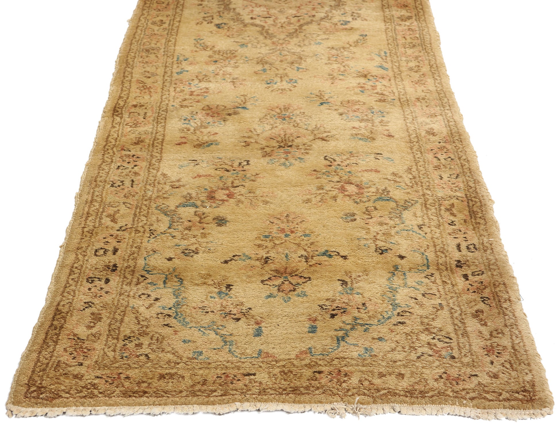 2 x 12 Vintage Neutral Persian Kerman Rug 71661