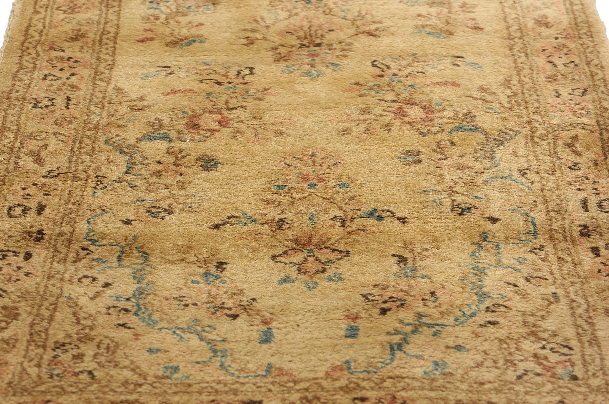 2 x 12 Vintage Neutral Persian Kerman Rug 71661