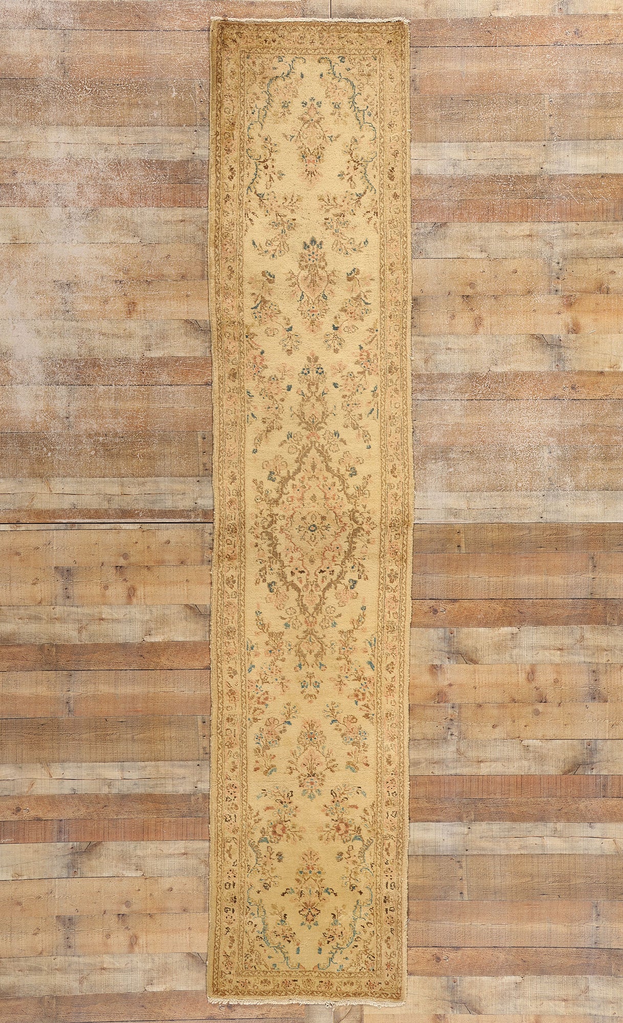 2 x 12 Vintage Neutral Persian Kerman Rug 71661