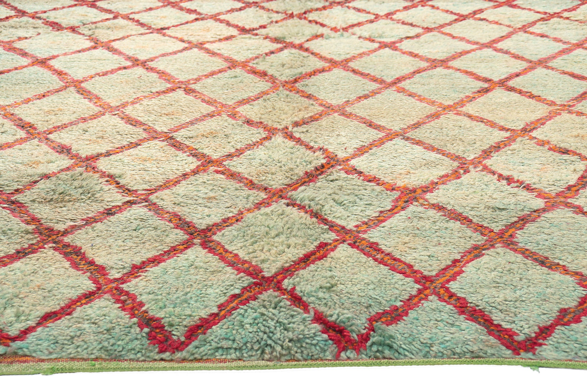 6 x 10 Vintage Green Moroccan Beni Ourain Rug 20967
