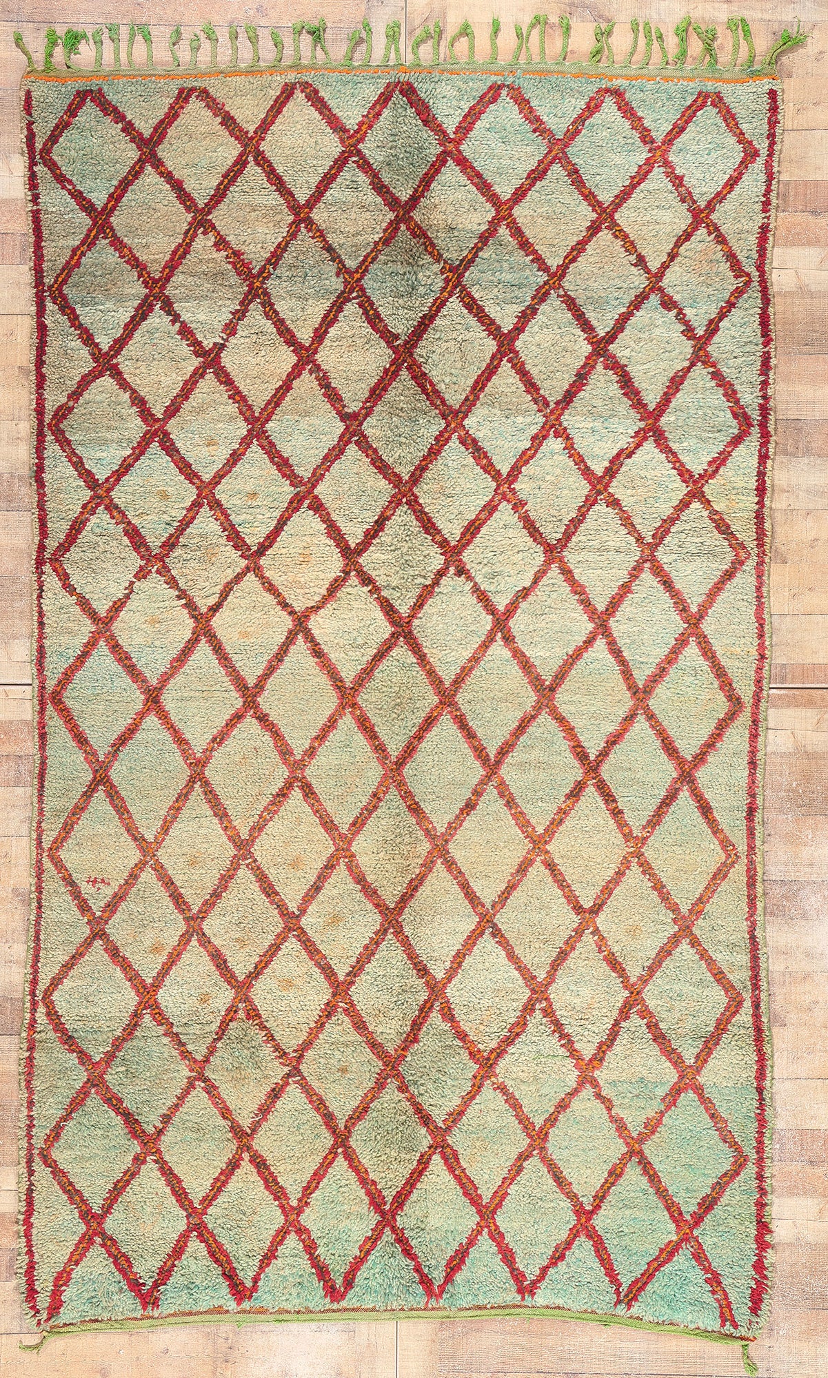 6 x 10 Vintage Green Moroccan Beni Ourain Rug 20967