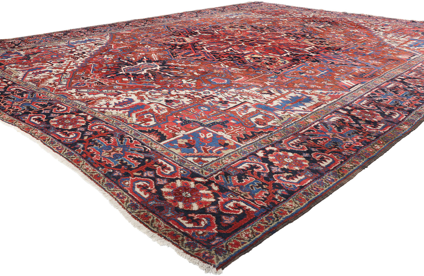 11 x 15 Vintage Persian Heriz Rug 78842