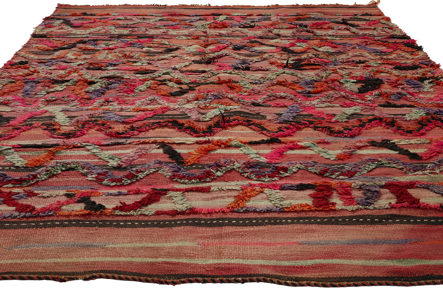 5 x 8 Vintage High-Low Taznakht Moroccan Rug 21832