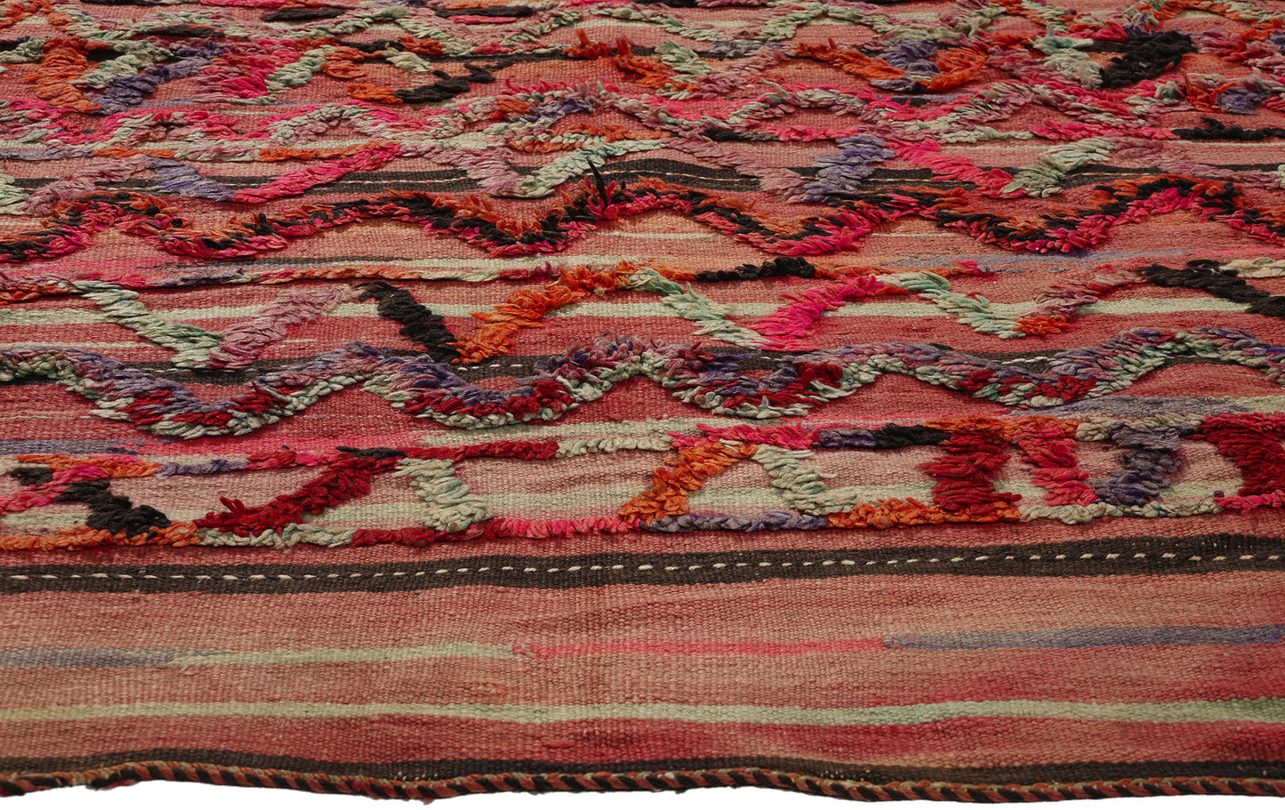 5 x 8 Vintage High-Low Taznakht Moroccan Rug 21832