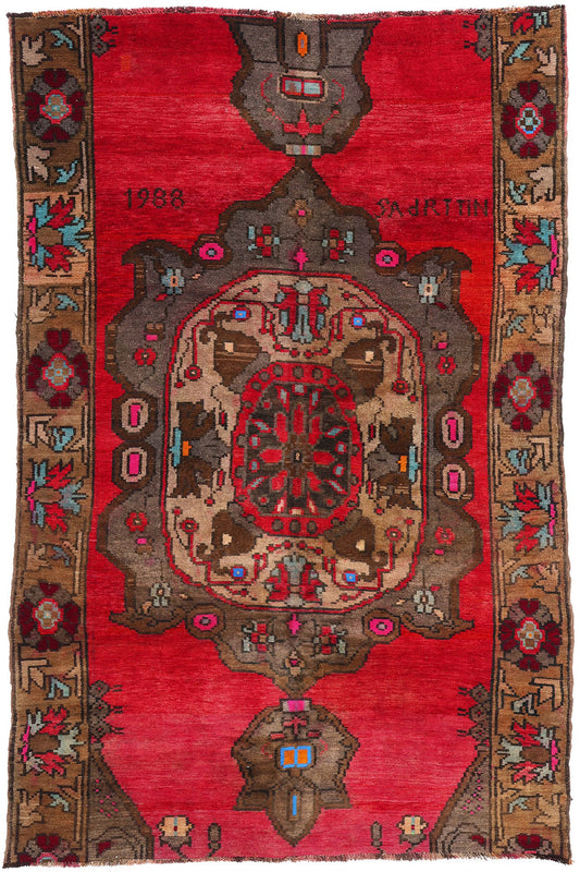 7 x 10 Vintage Red Turkish Kars Rug 77699