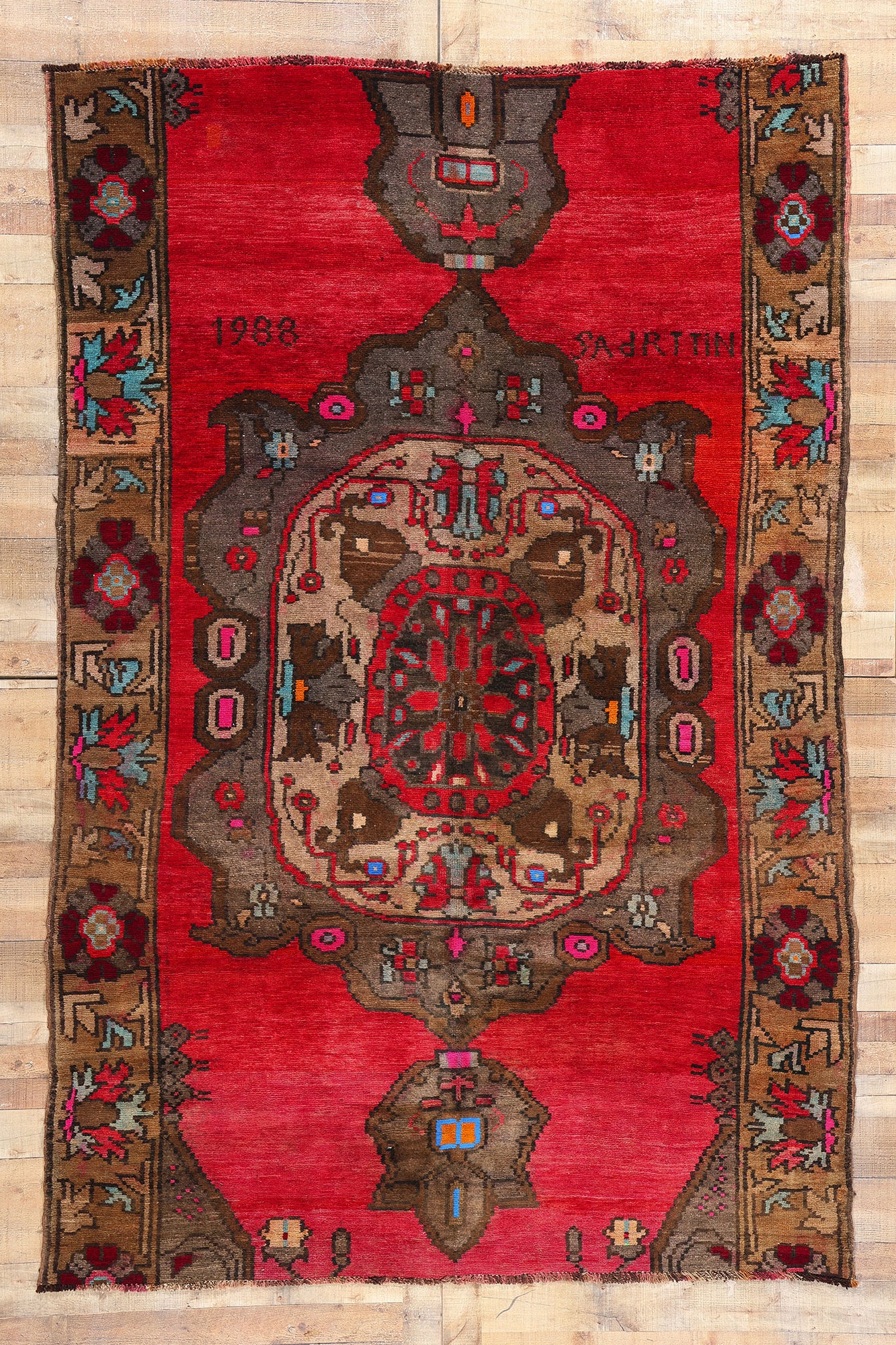 7 x 10 Vintage Red Turkish Kars Rug 77699