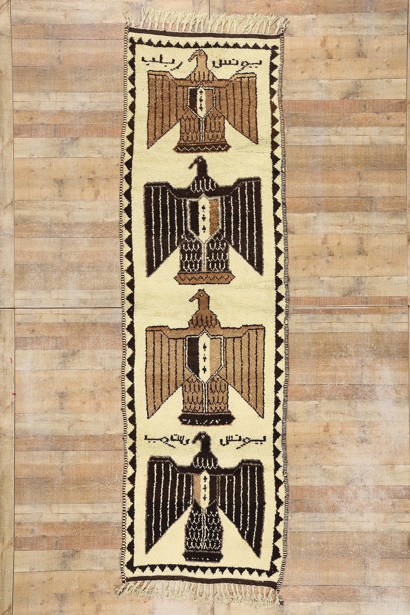 3 x 11 Vintage Kurdish Eagle Pictorial Rug 53896