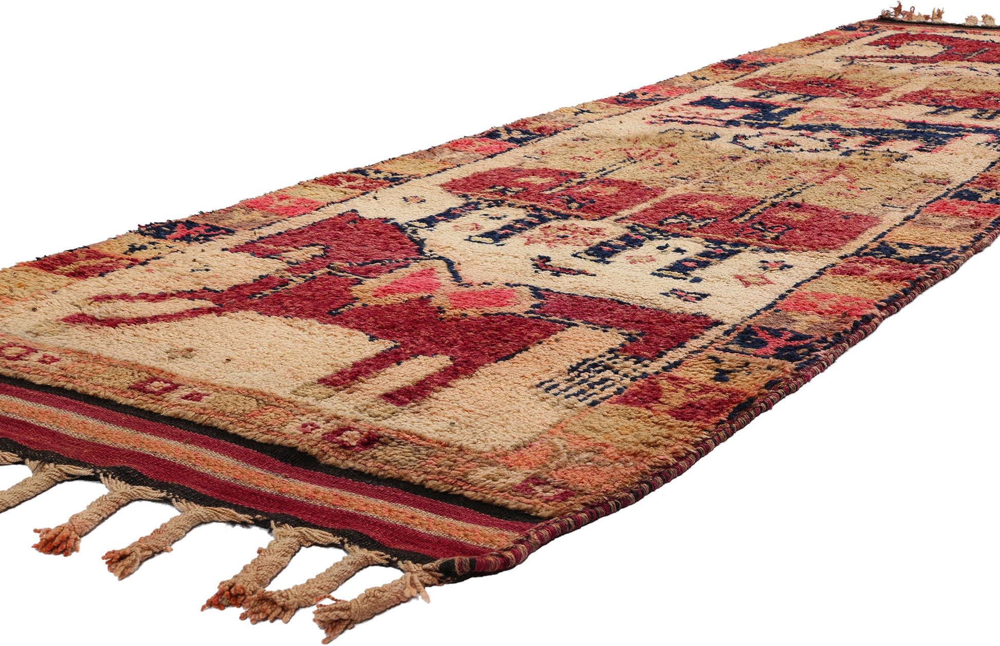 4 x 11 Vintage Kurdish Pictorial Rug 53886