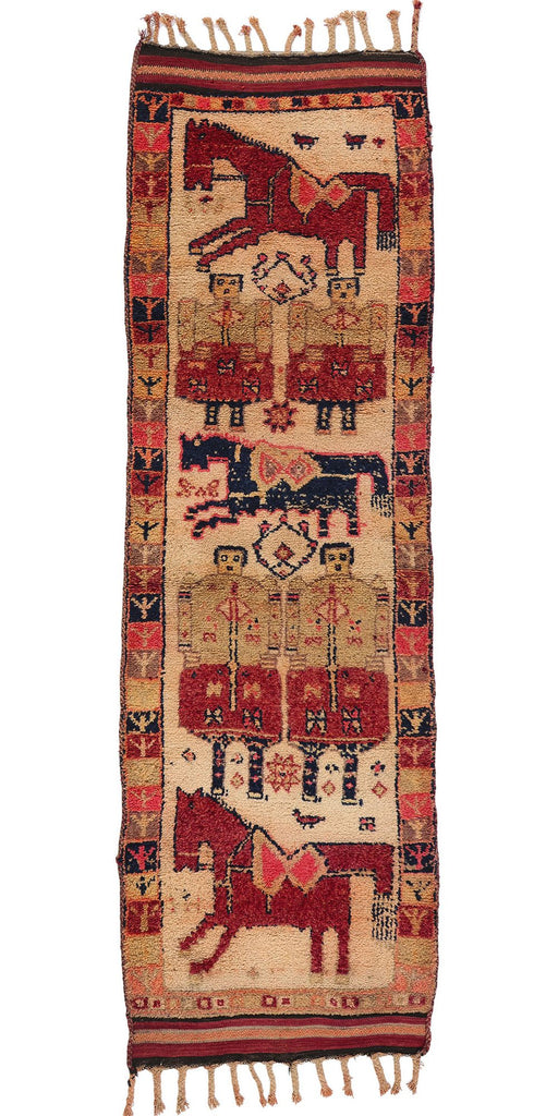 4 x 11 Vintage Kurdish Pictorial Rug 53886