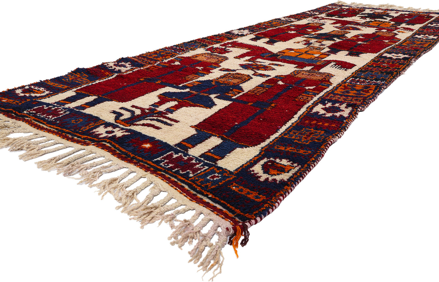 4 x 12 Vintage Kurdish Pictorial Rug 53892