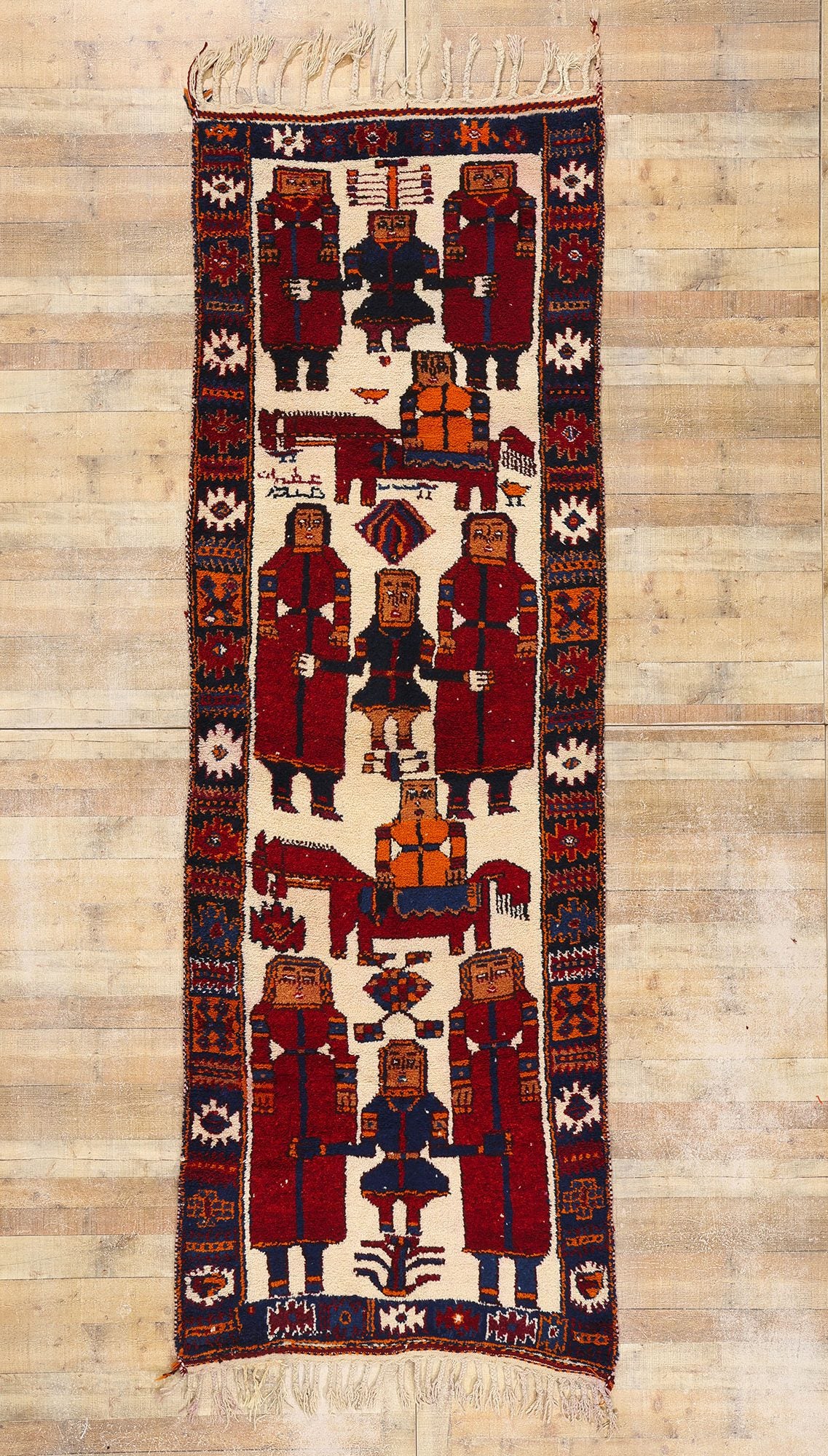 4 x 12 Vintage Kurdish Pictorial Rug 53892