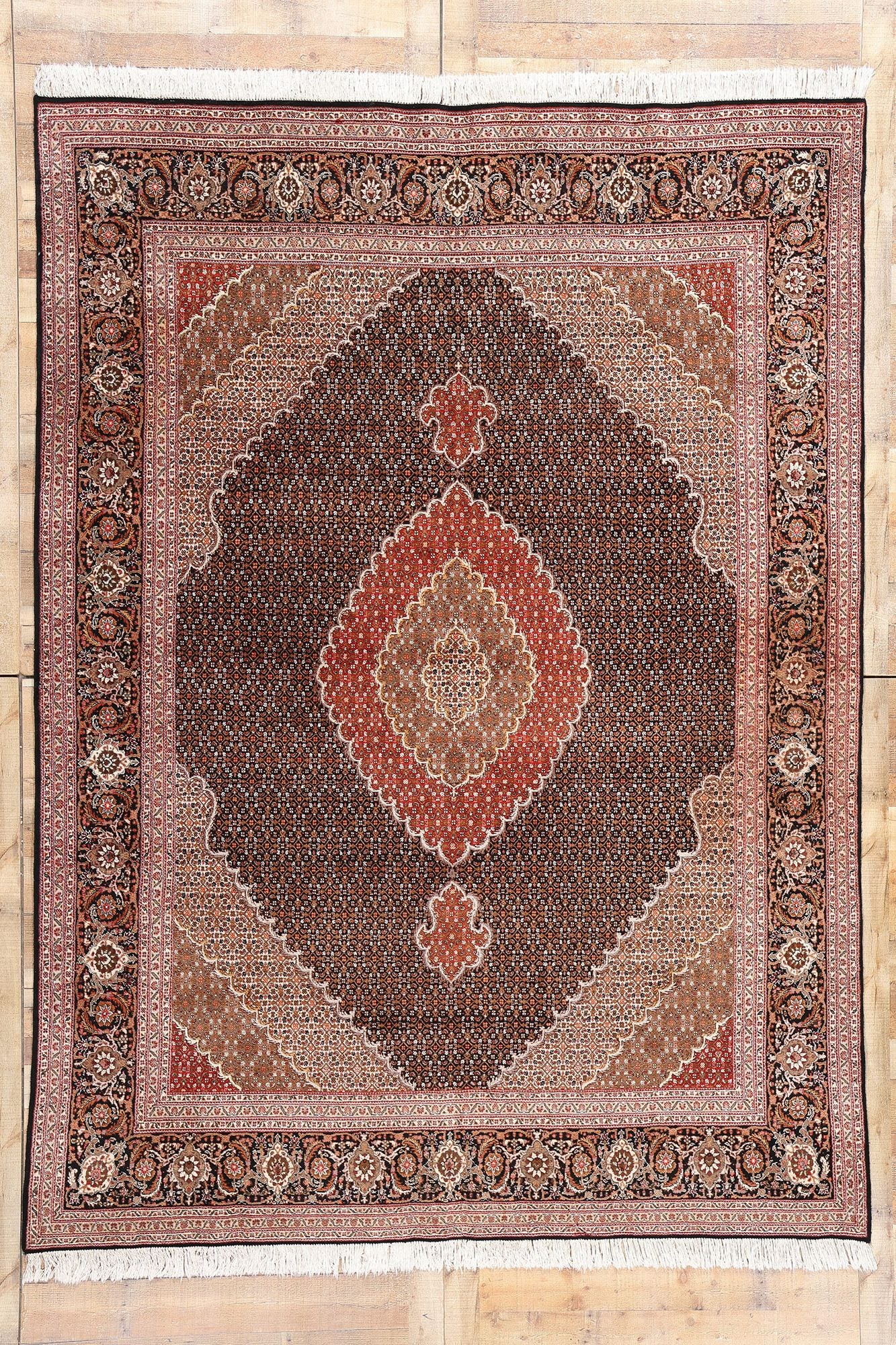 8 x 11 Vintage Persian Mahi Tabriz Rug 78913