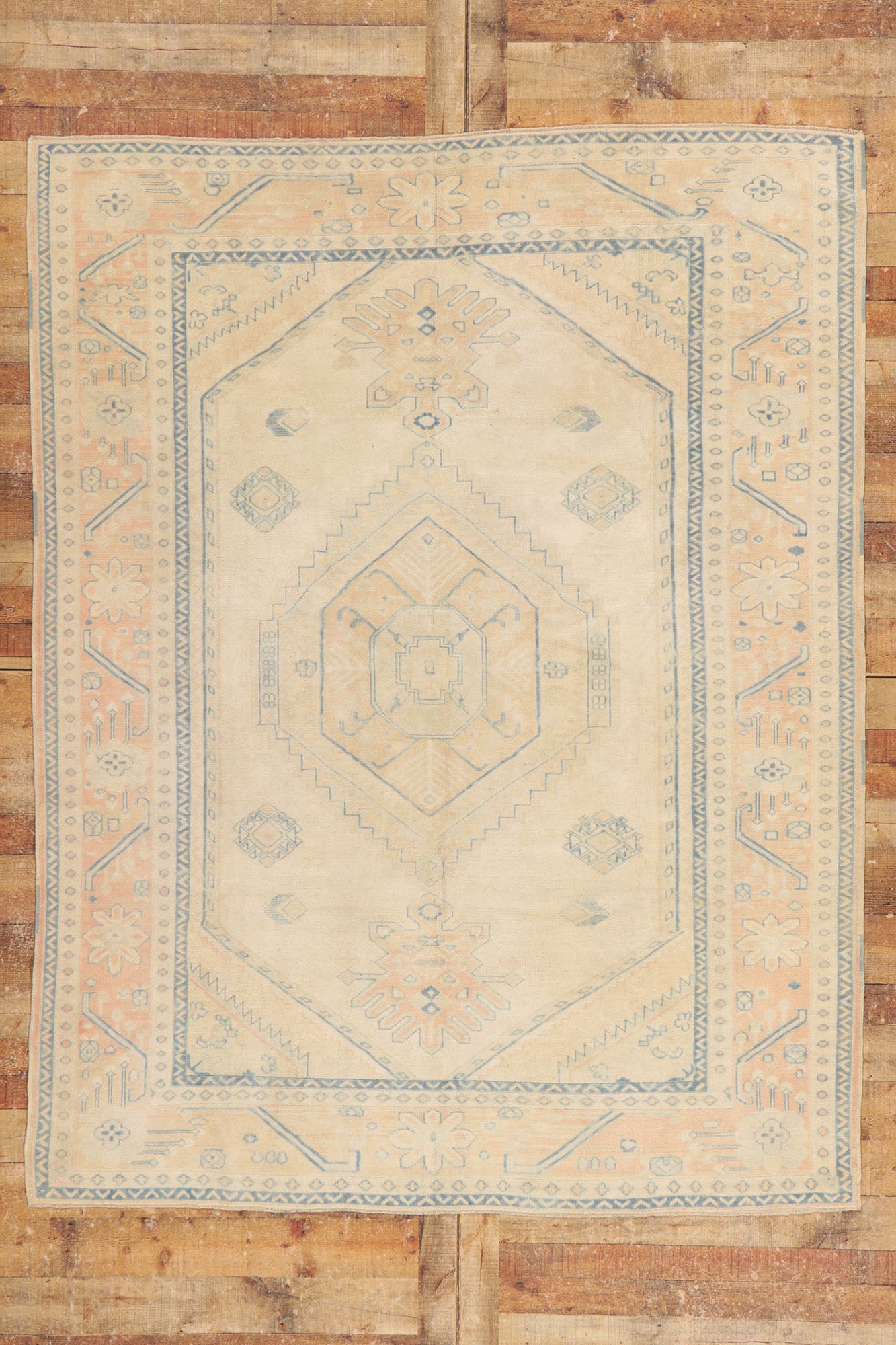 7 x 8 Vintage Turkish Oushak Rug 53706