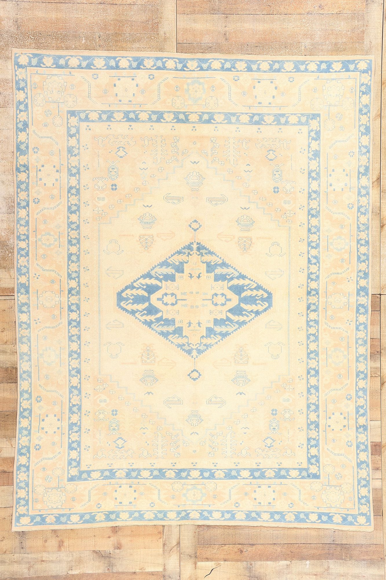 7 x 9 Vintage Peach Turkish Oushak Rug 53709