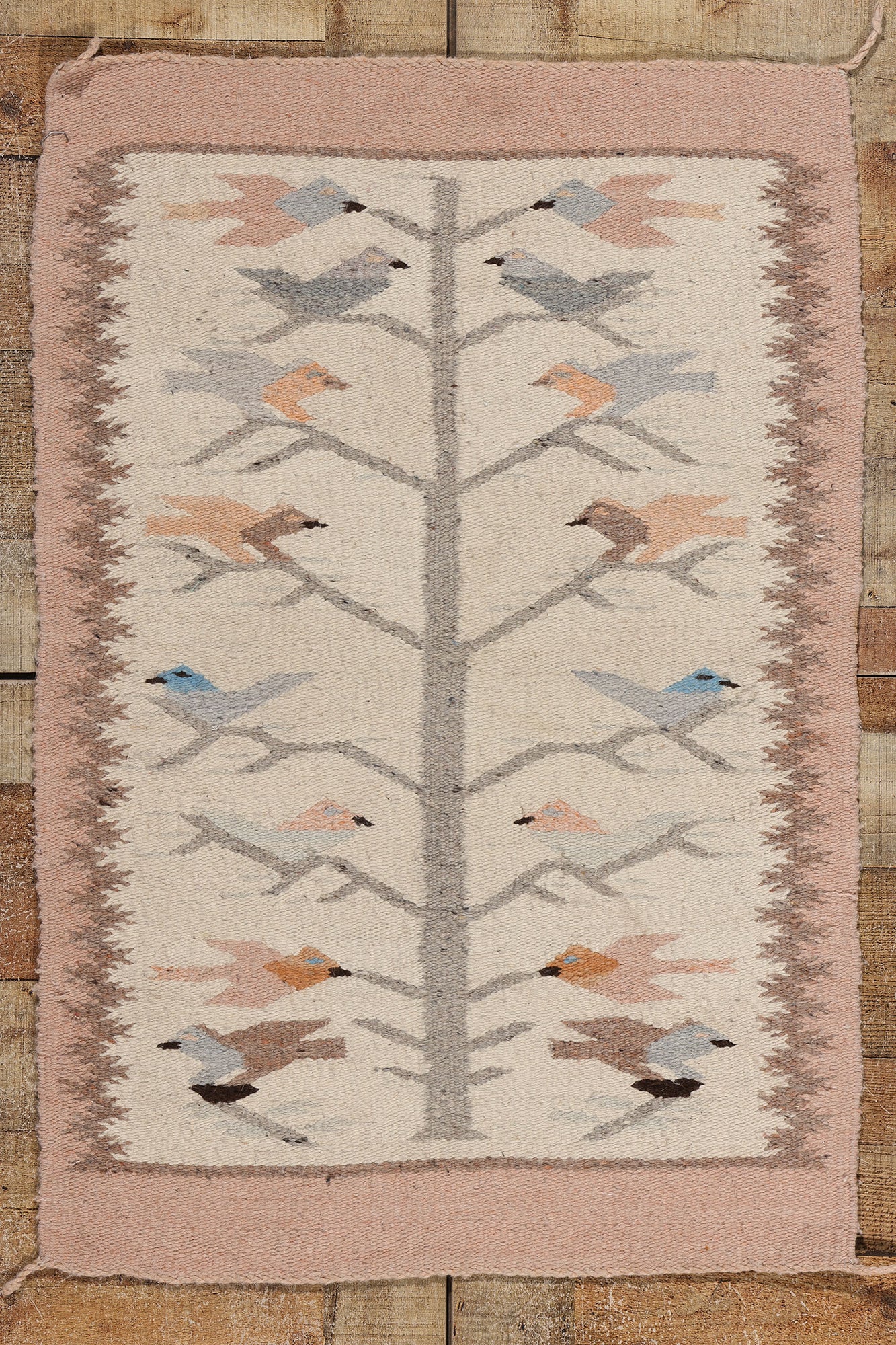 2 x 3 Vintage Navajo Pictorial Tree of Life Rug 78719