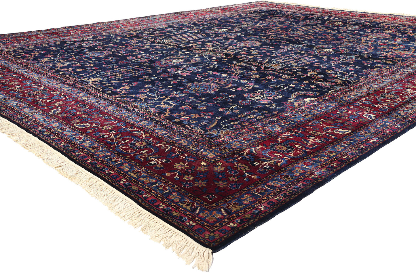 12 x 15 Vintage Navy Blue Persian Kerman Rug 78760
