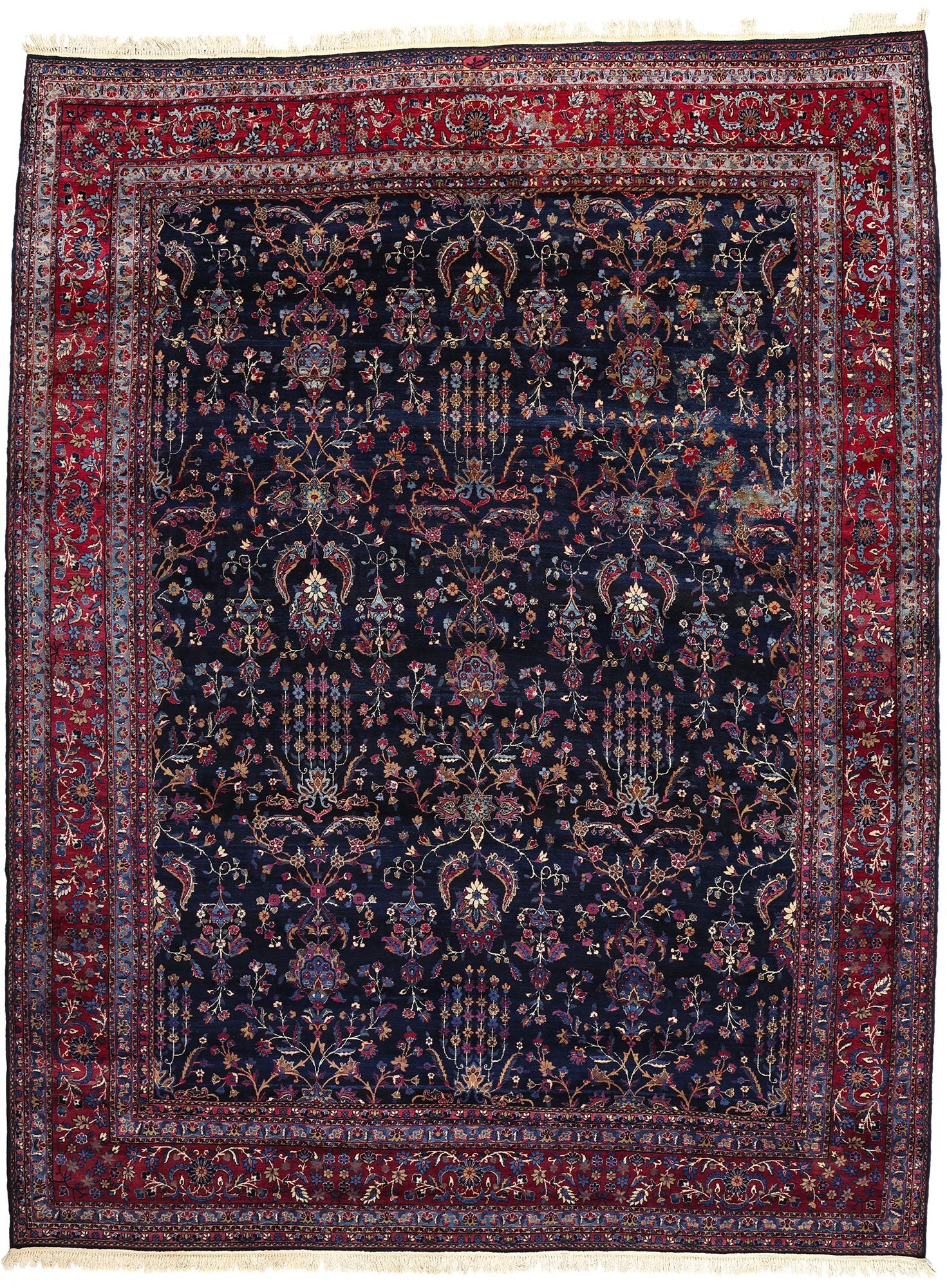 12 x 15 Vintage Navy Blue Persian Kerman Rug 78760