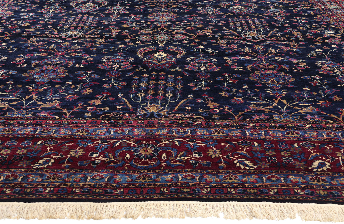 12 x 15 Vintage Navy Blue Persian Kerman Rug 78760