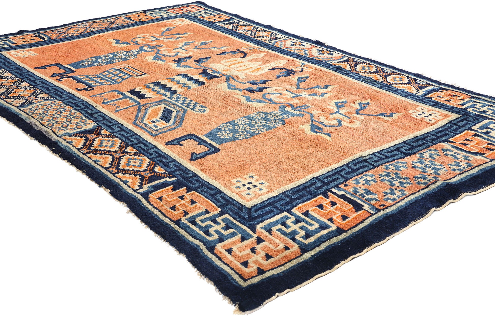 4 x 7 Vintage Orange Chinese Baotou Rug 78027