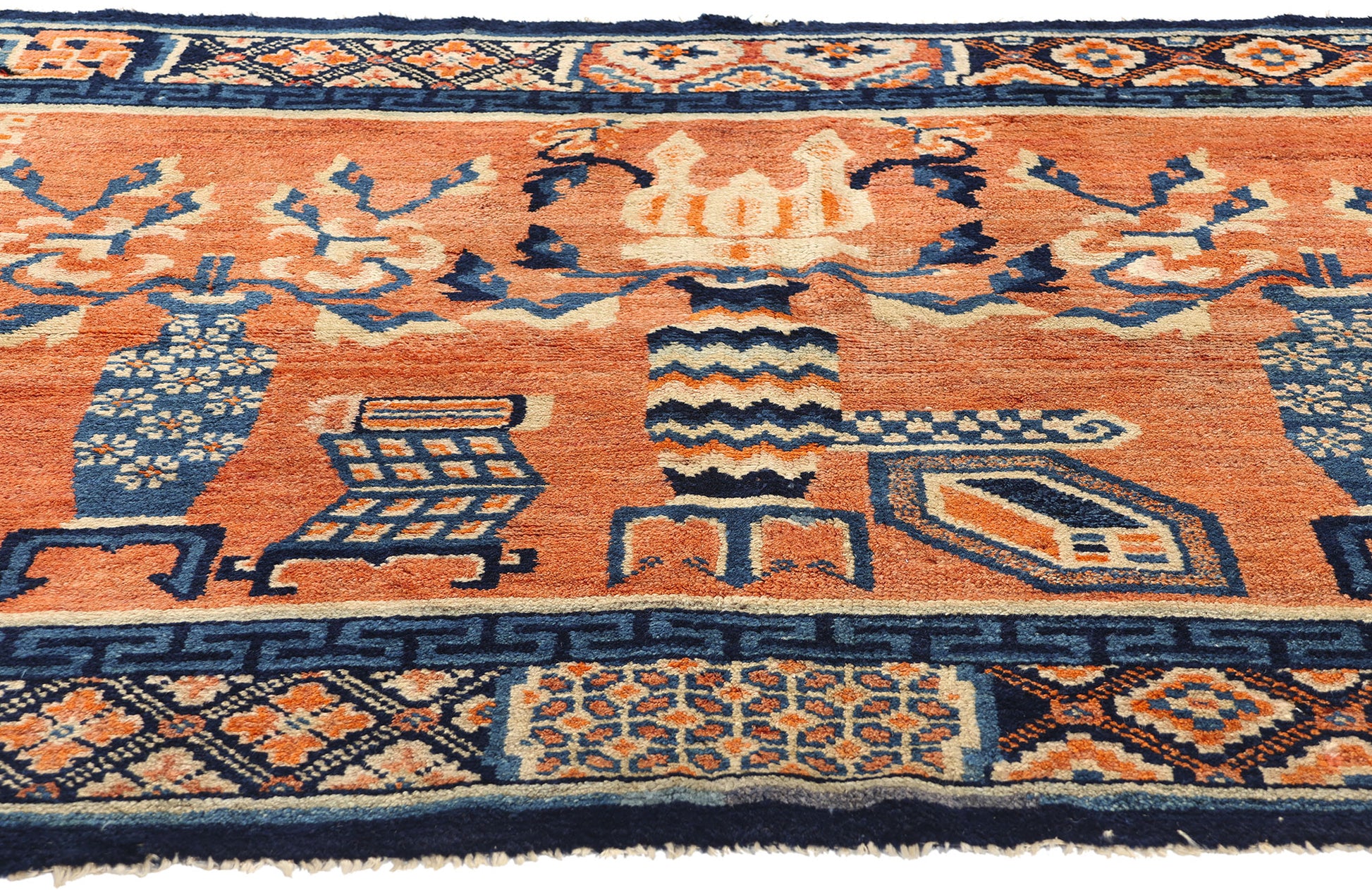 4 x 7 Vintage Orange Chinese Baotou Rug 78027