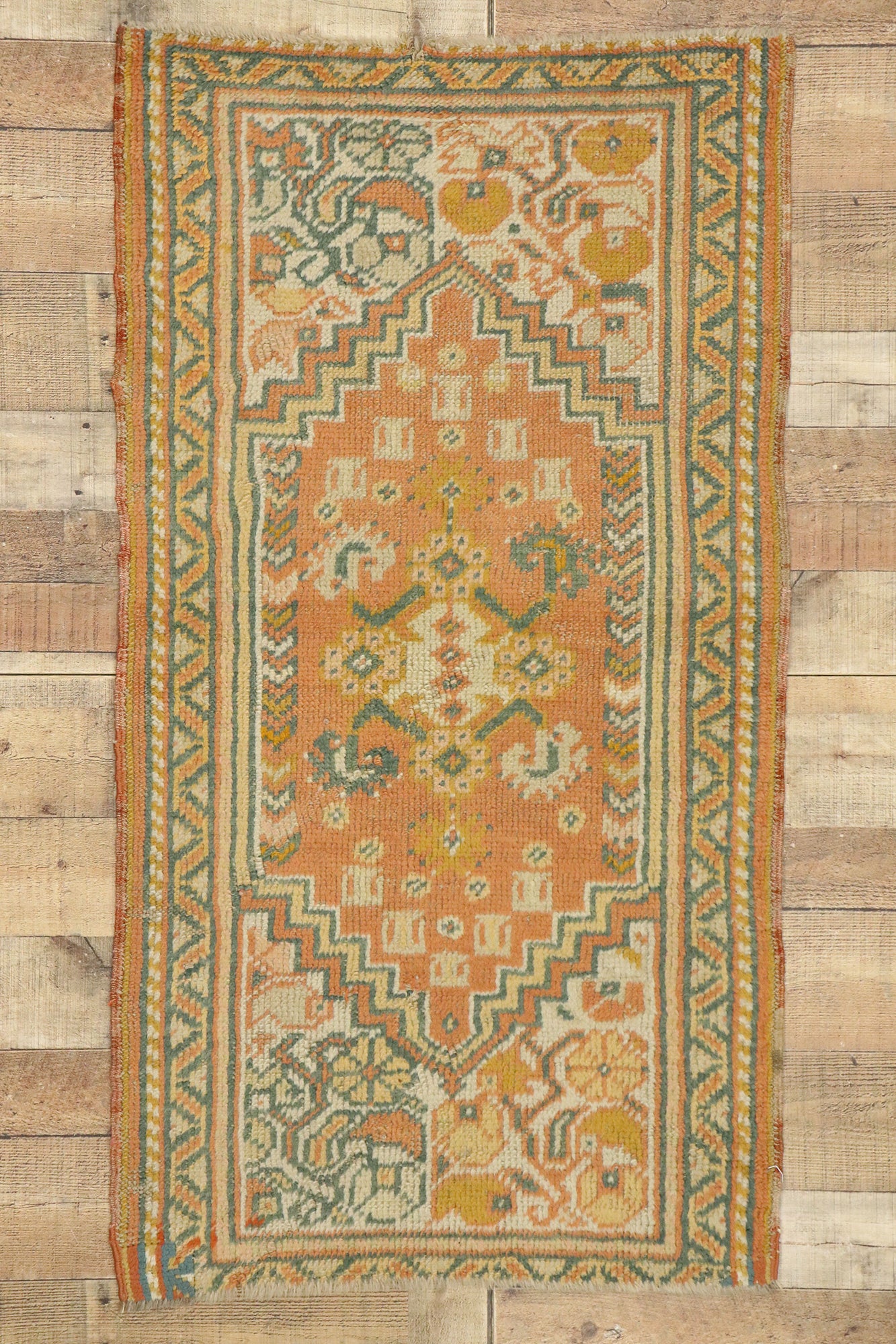 3 x 5 Vintage Orange Turkish Oushak Rug 72341