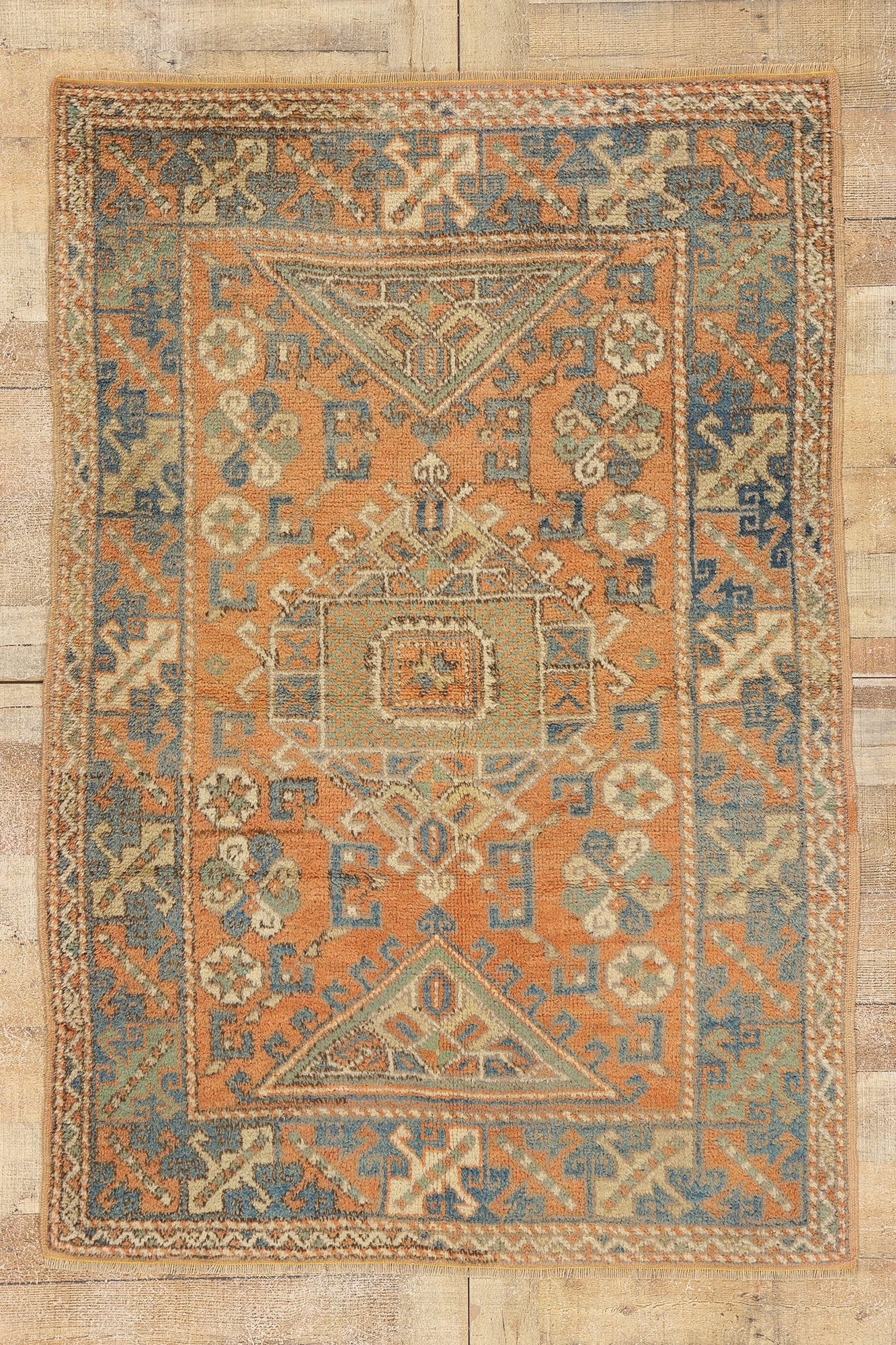 4 x 6 Vintage Orange Turkish Oushak Rug 53899