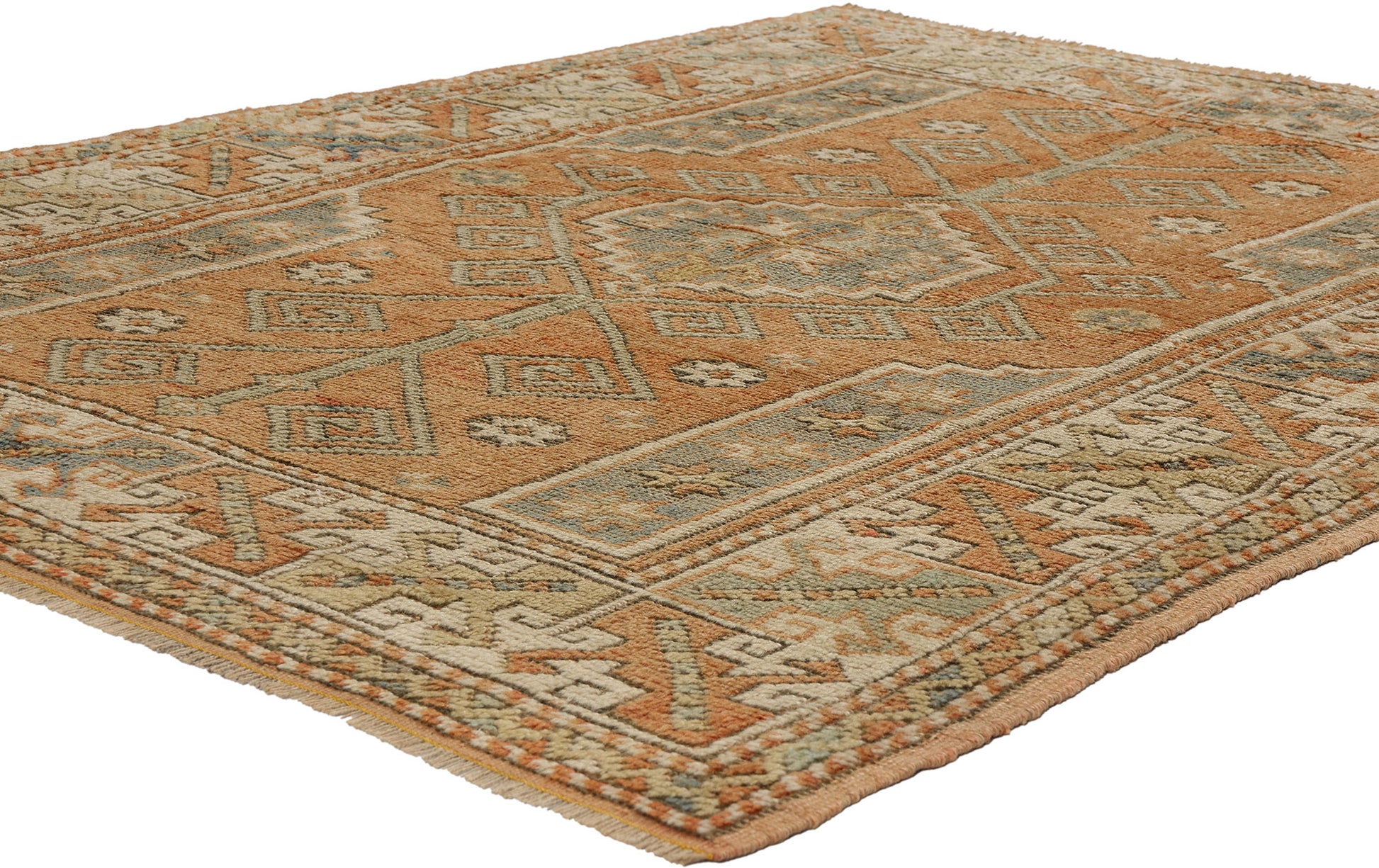 4 x 6 Vintage Orange Turkish Oushak Rug 53901