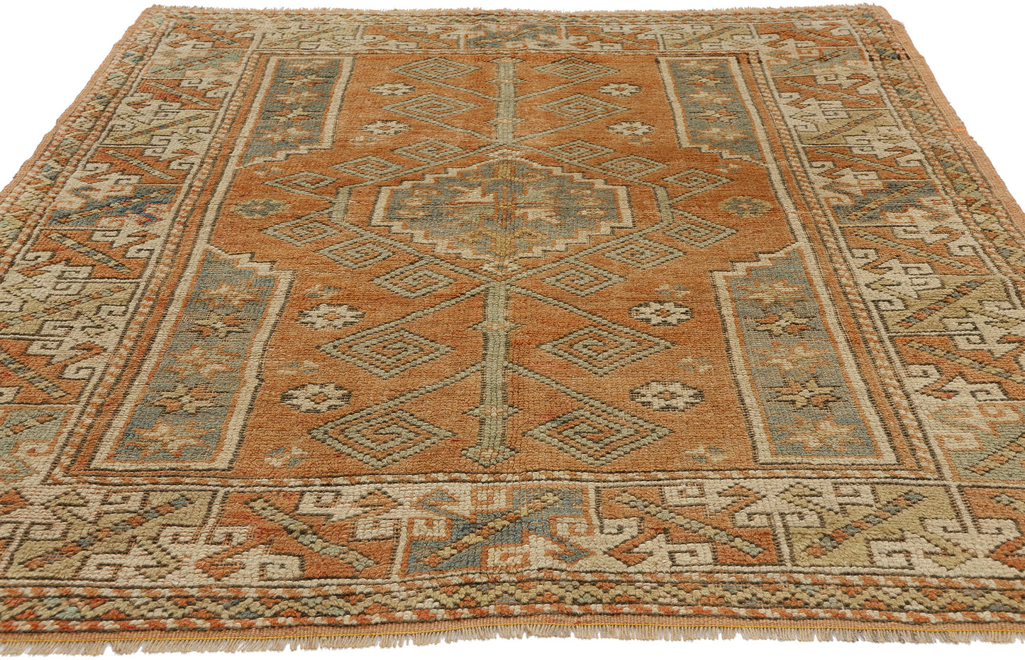 4 x 6 Vintage Orange Turkish Oushak Rug 53901
