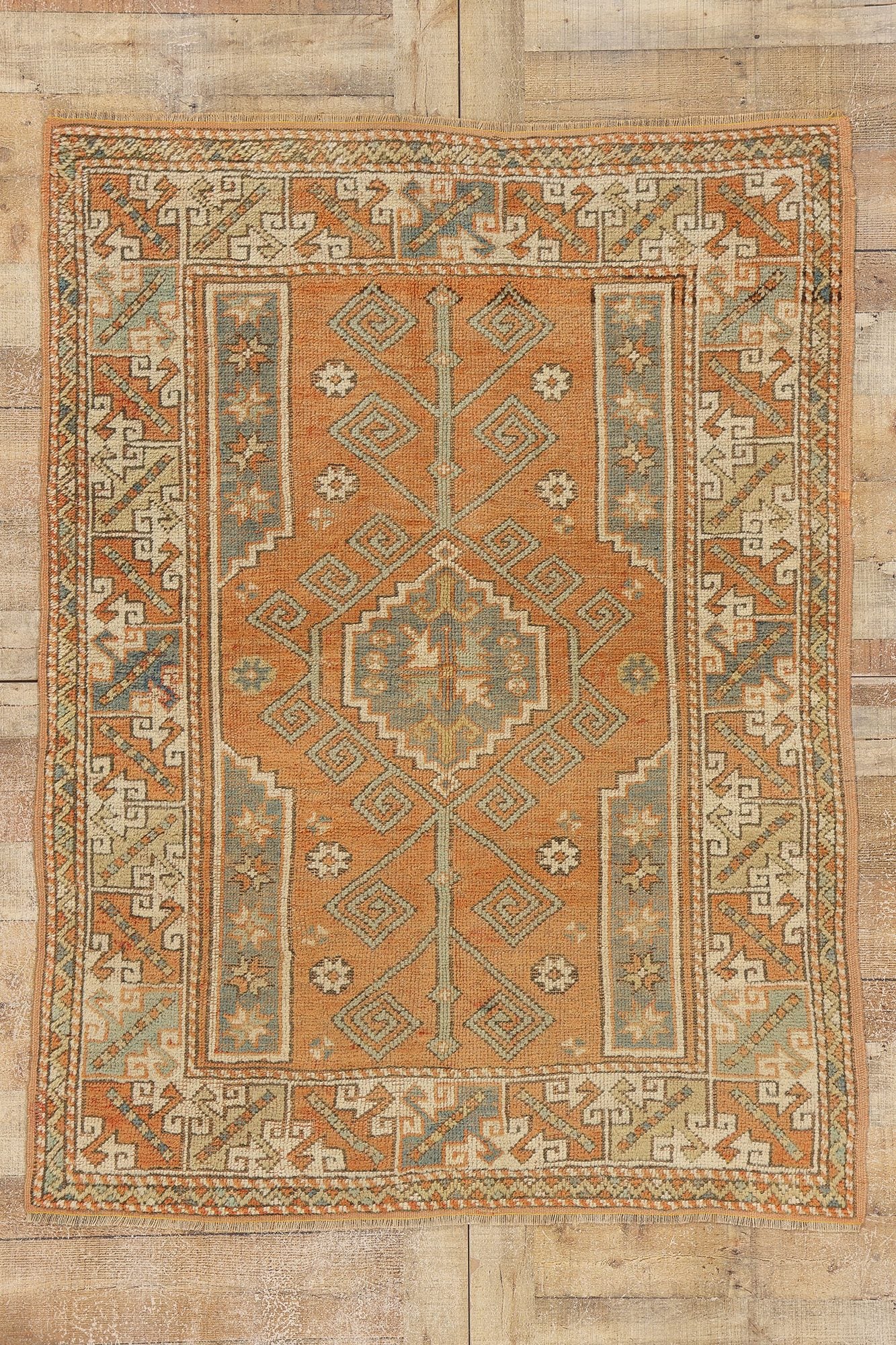 4 x 6 Vintage Orange Turkish Oushak Rug 53901