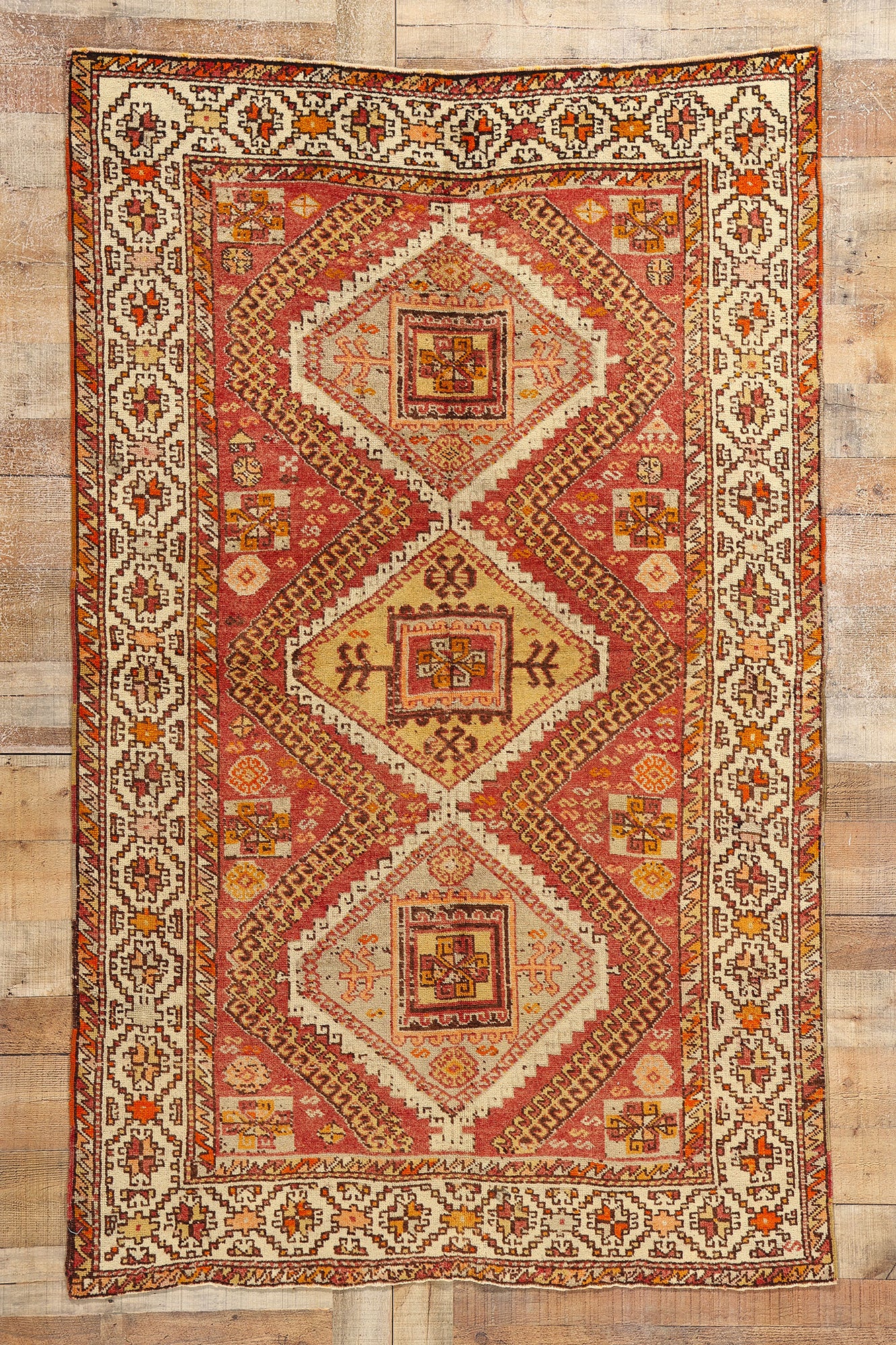 4 x 7 Vintage Red Turkish Oushak Rug 52107