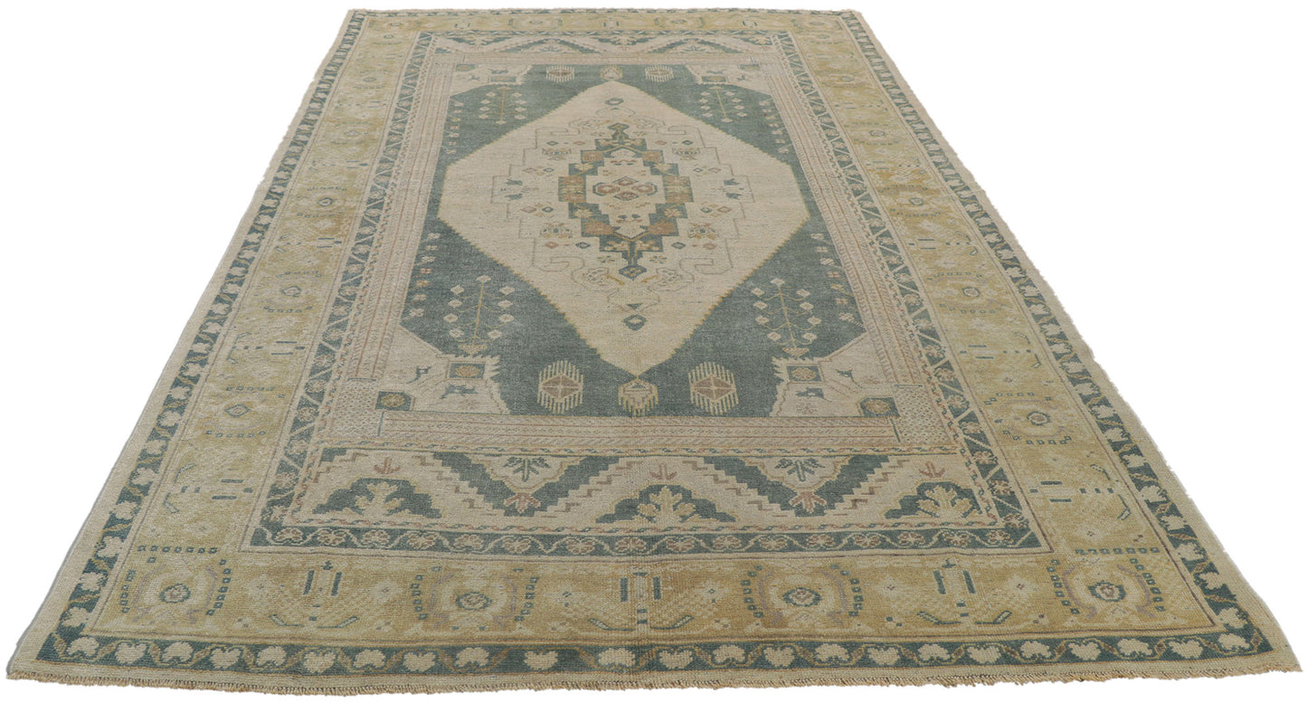 5 x 10 Vintage Turkish Oushak Rug 53671