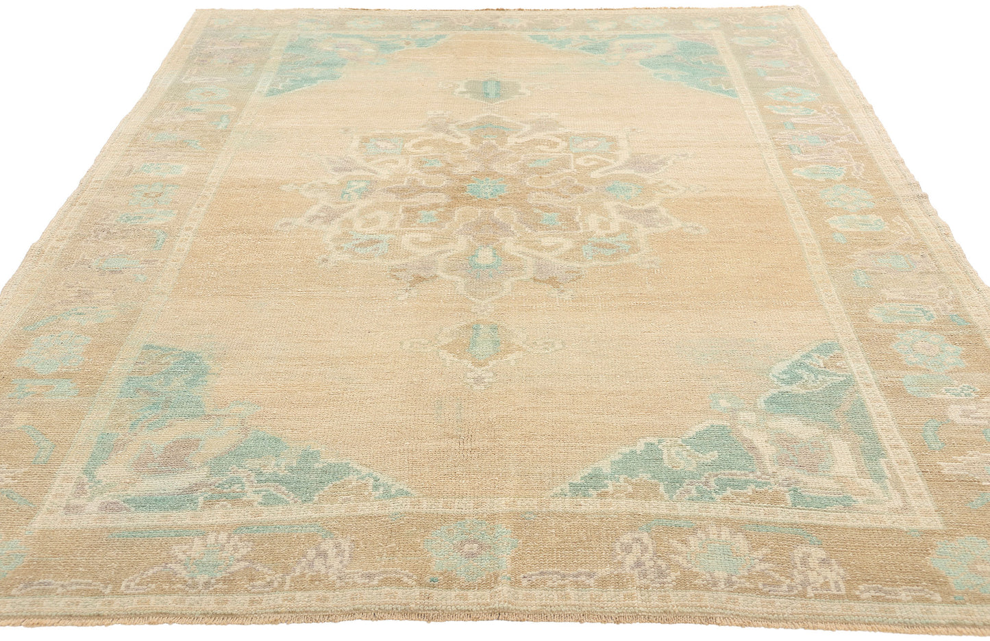 5 x 8 Vintage Pastel Turkish Oushak Rug 52957