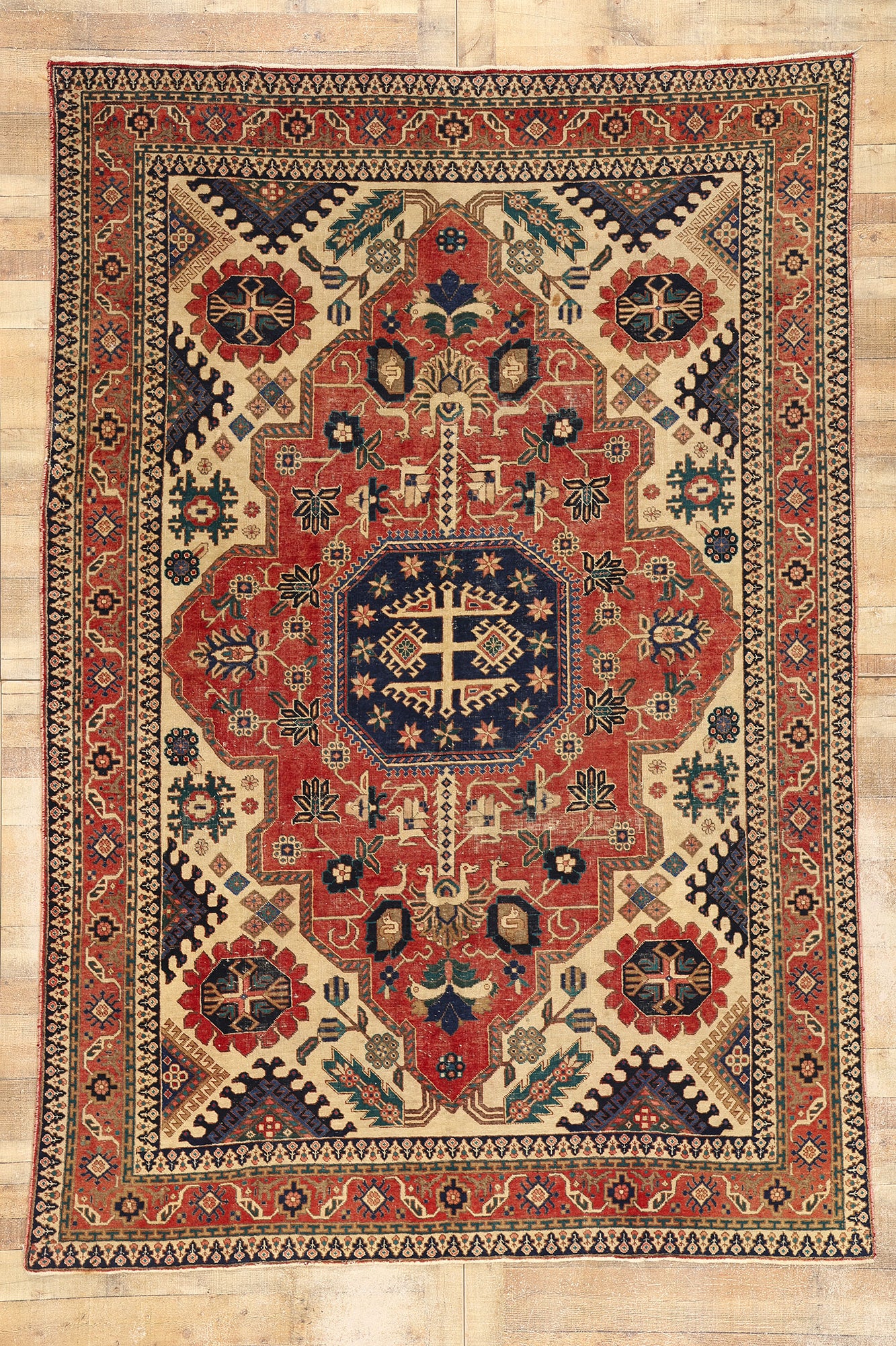 7 x 10 Vintage Persian Ardabil Rug 78714